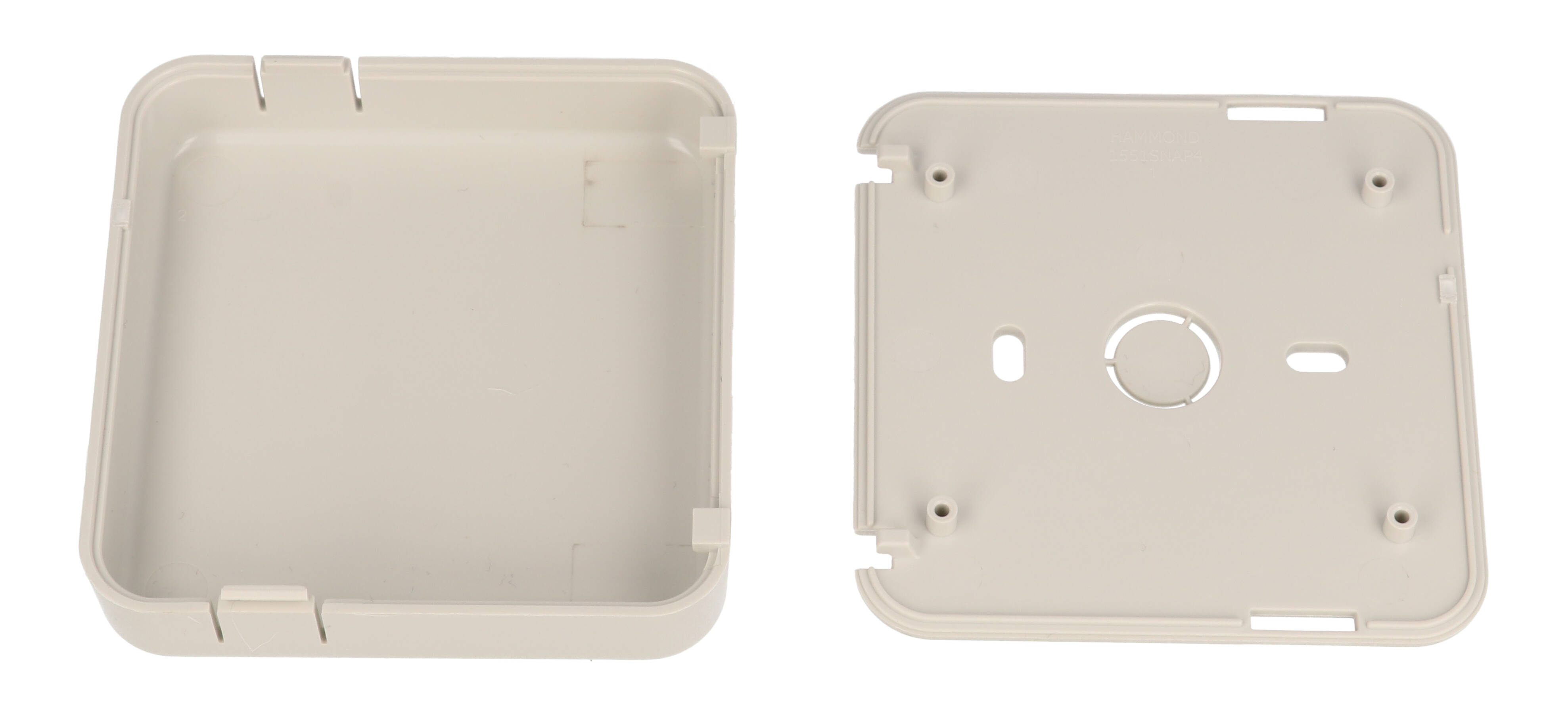 1551SNAP4GY light gray square ABS snap-fit miniature enclosure, 80 x 80 mm x 20 mm