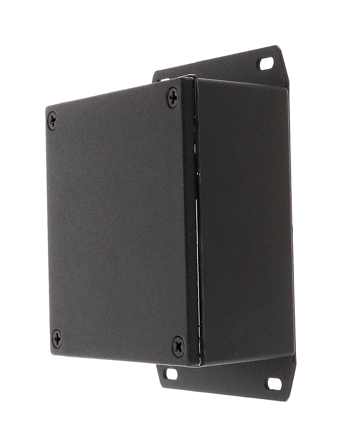 1590WYFBK black textured watertight diecast aluminum enclosure with welded bottom mounting flange