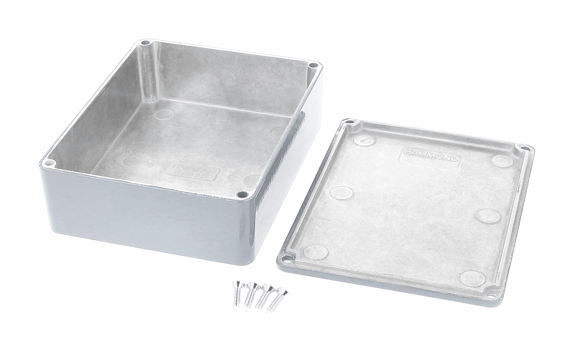 1590BB2LG light gray powder coated diecast aluminum stomp box enclosure, 120 x 94 x 38 mm, with lid
