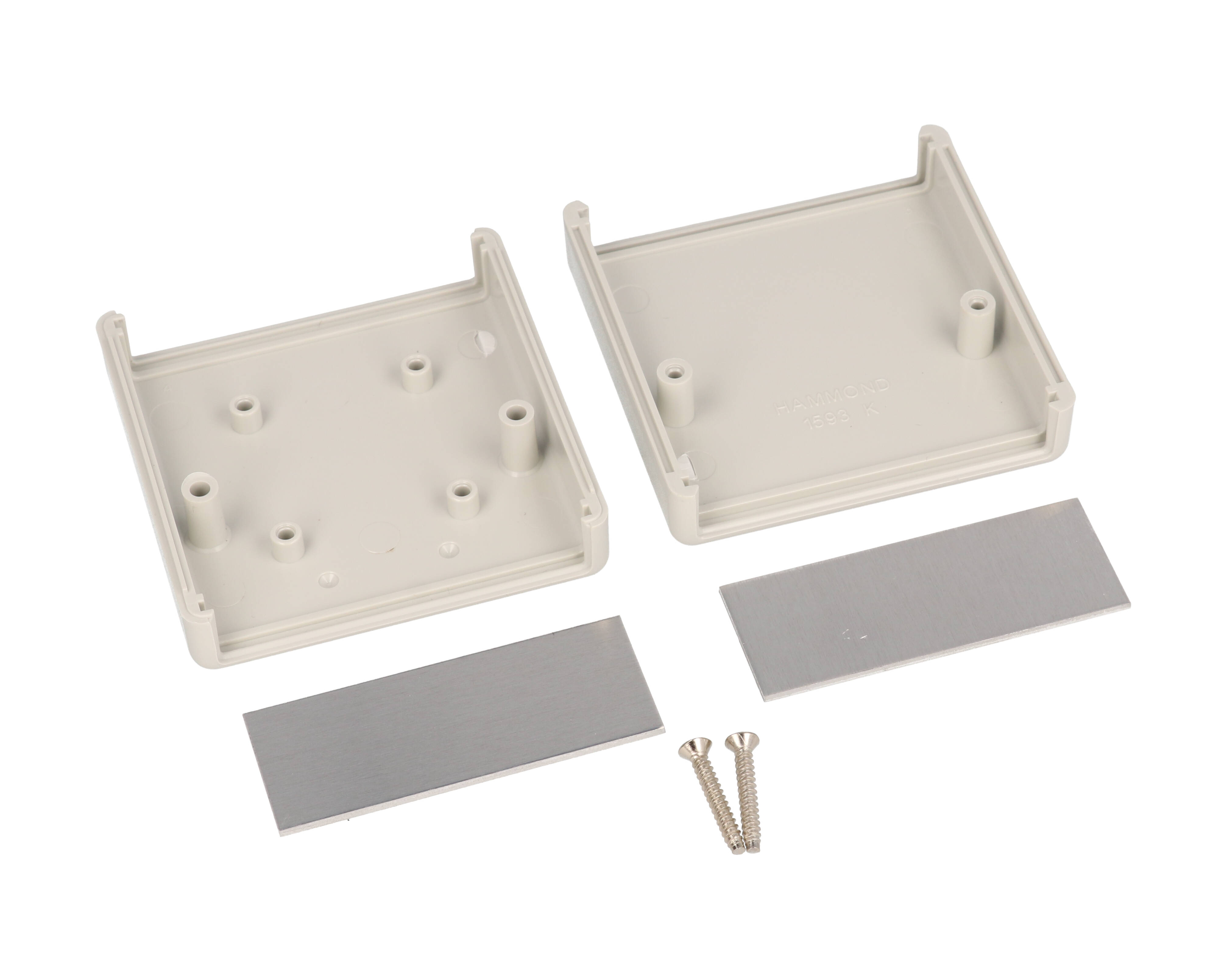 1593KALGY light gray ABS handheld enclosure with aluminum end panels