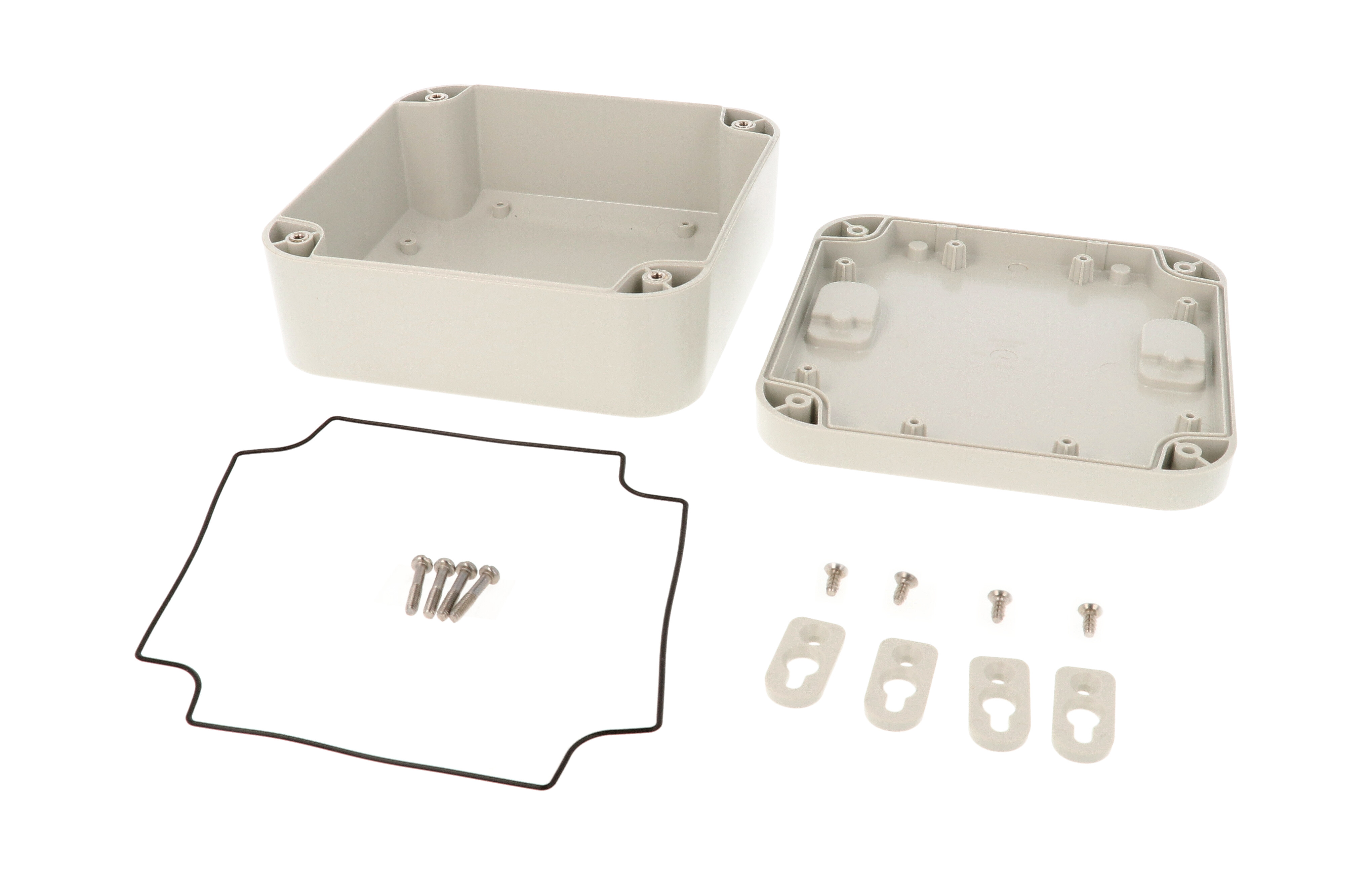 1557FAGY light gray RAL7035 ABS watertight enclosure, 160 x 160 x 70 mm