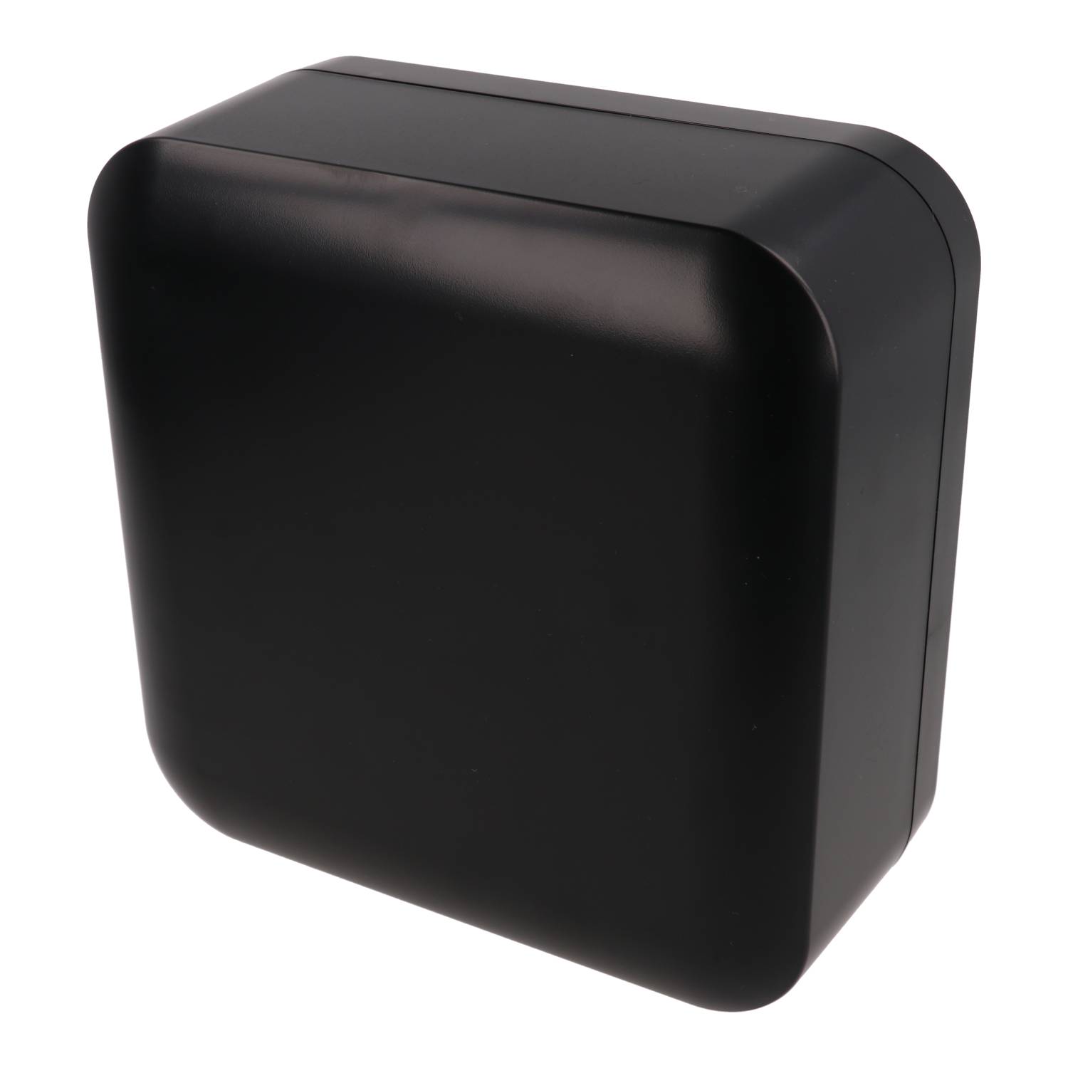 1556FABK black 160 x 160 x 70 mm ABS desktop and wall-mount enclosure with rounded corners
