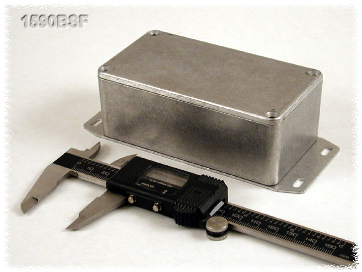 1590BSF natural diecast aluminum enclosure with welded bottom mounting flange