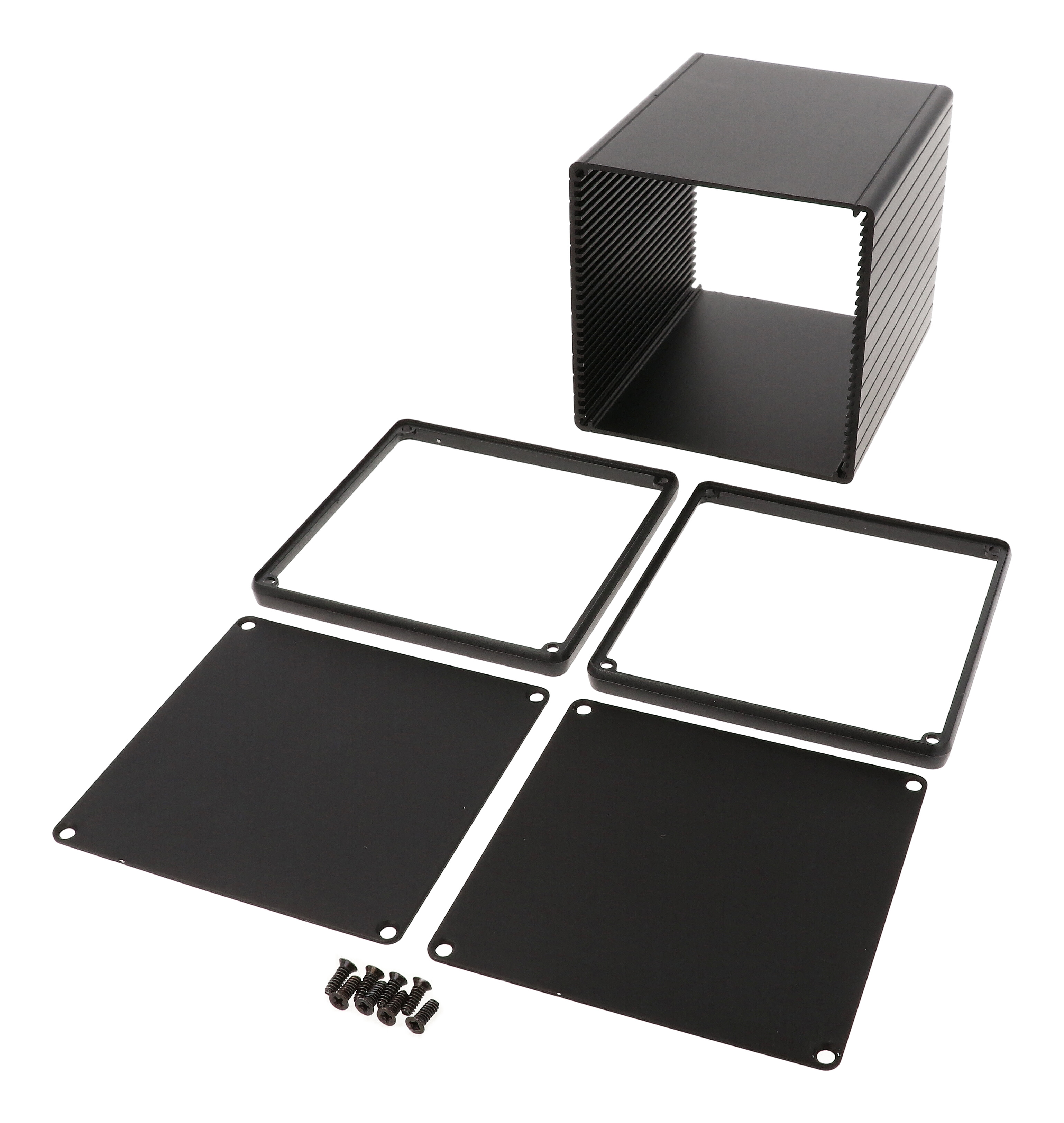 1455NS1201BK — extruded aluminum enclosure w/ metal end panels