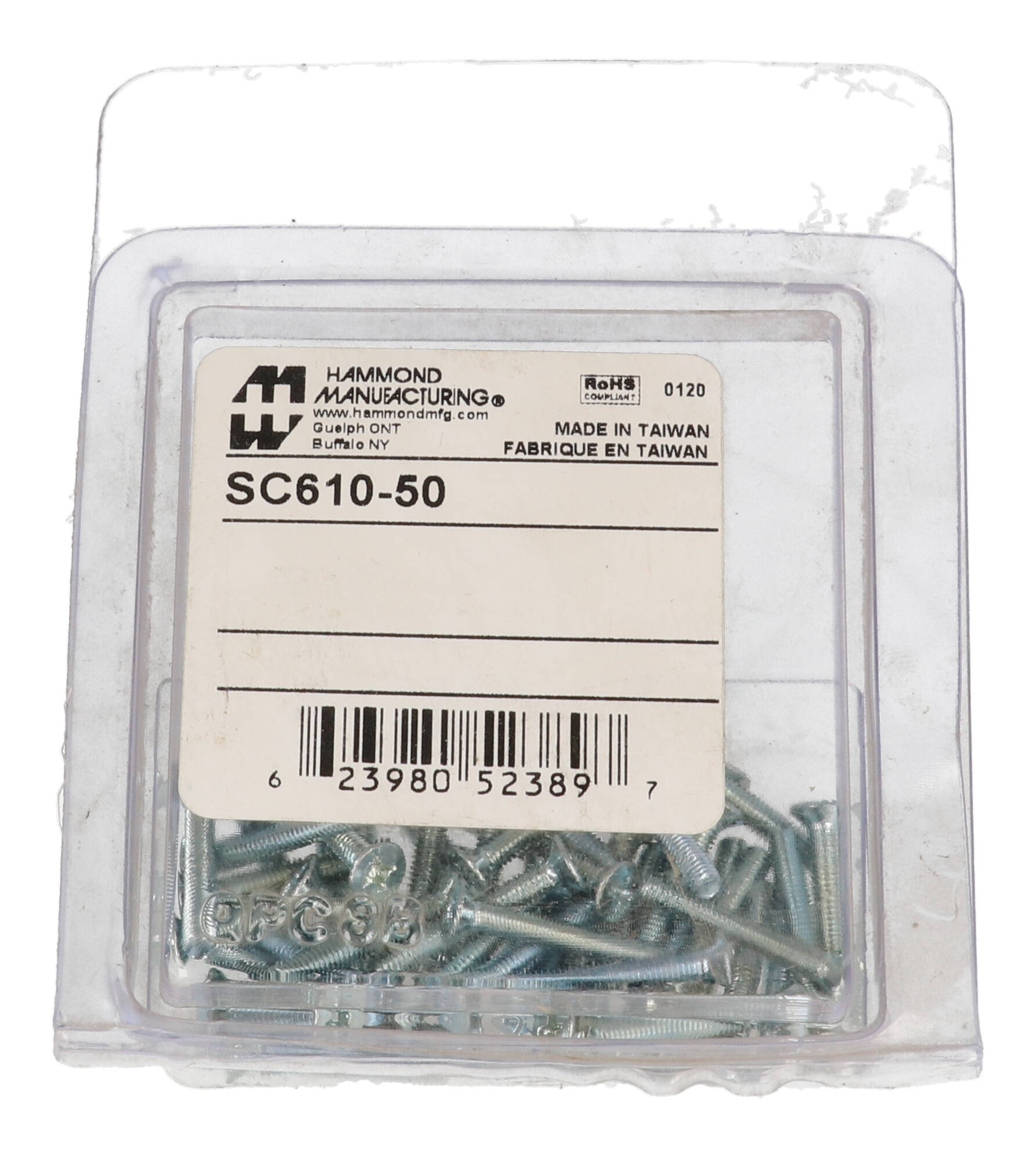 SC610-50 package of 50 M3-0.5 x 20mm flat head assembly screws