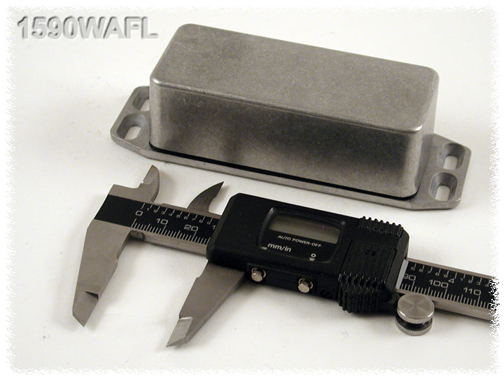 1590WAFL natural aluminum IP65 watertight diecast enclosure, 93 x 39 x 31 mm, wall-mounting flanged lid