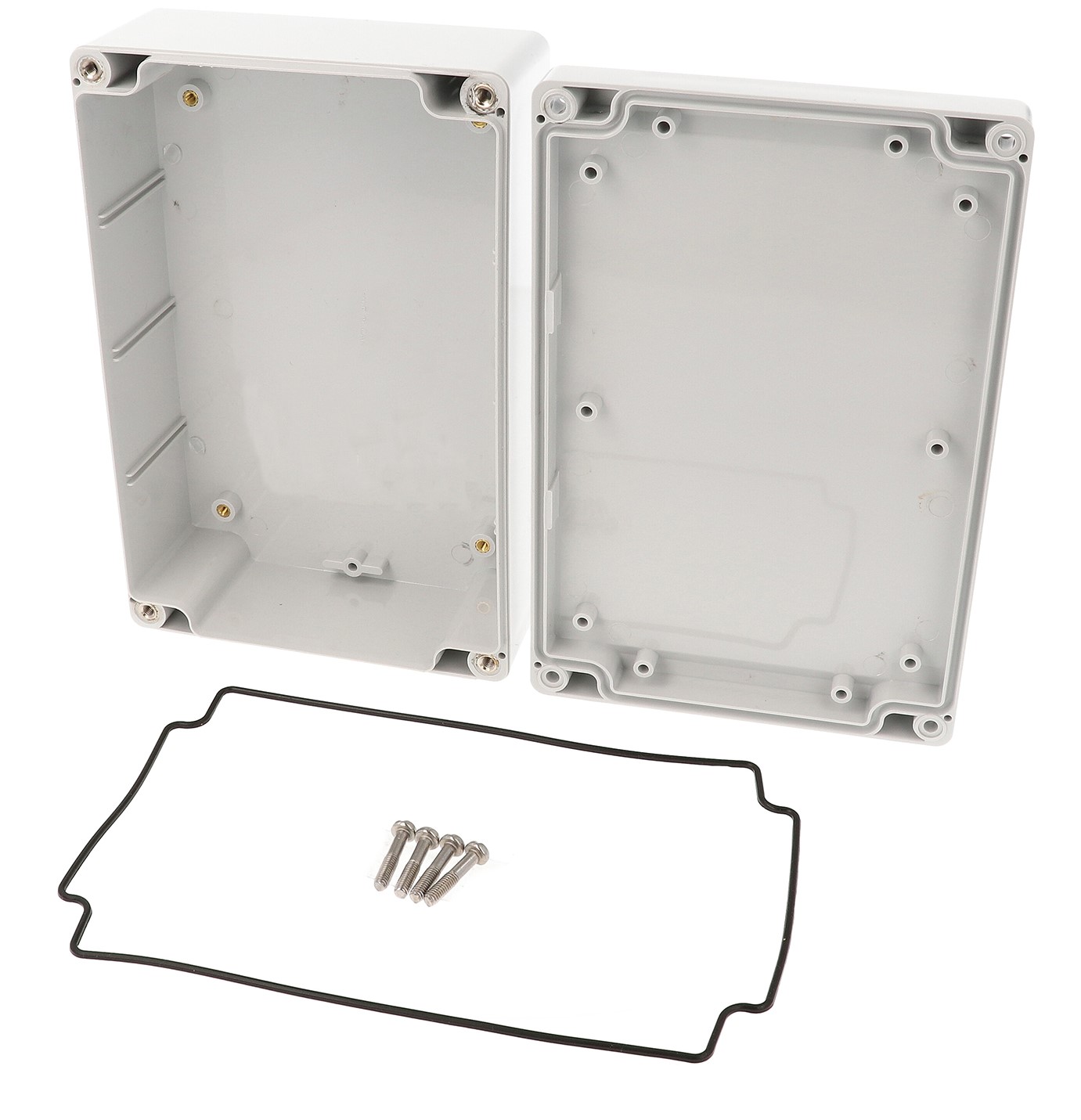 1555HGY light gray ABS watertight enclosure with styled lid, 180 x 120 x 61 mm