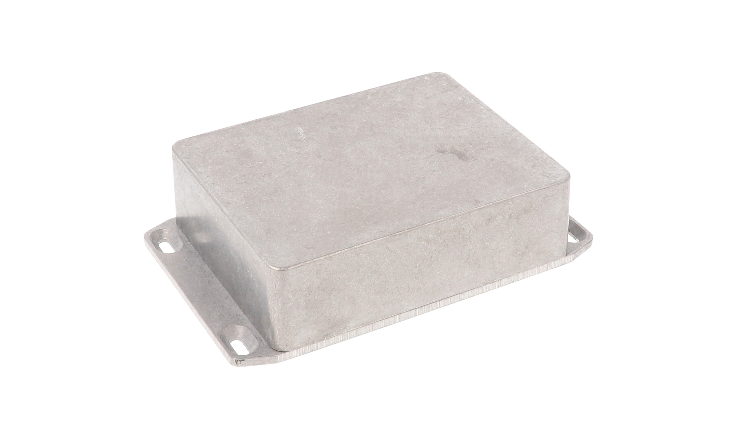 1590BB2FL natural finish diecast aluminum enclosure with flanged mounting lid