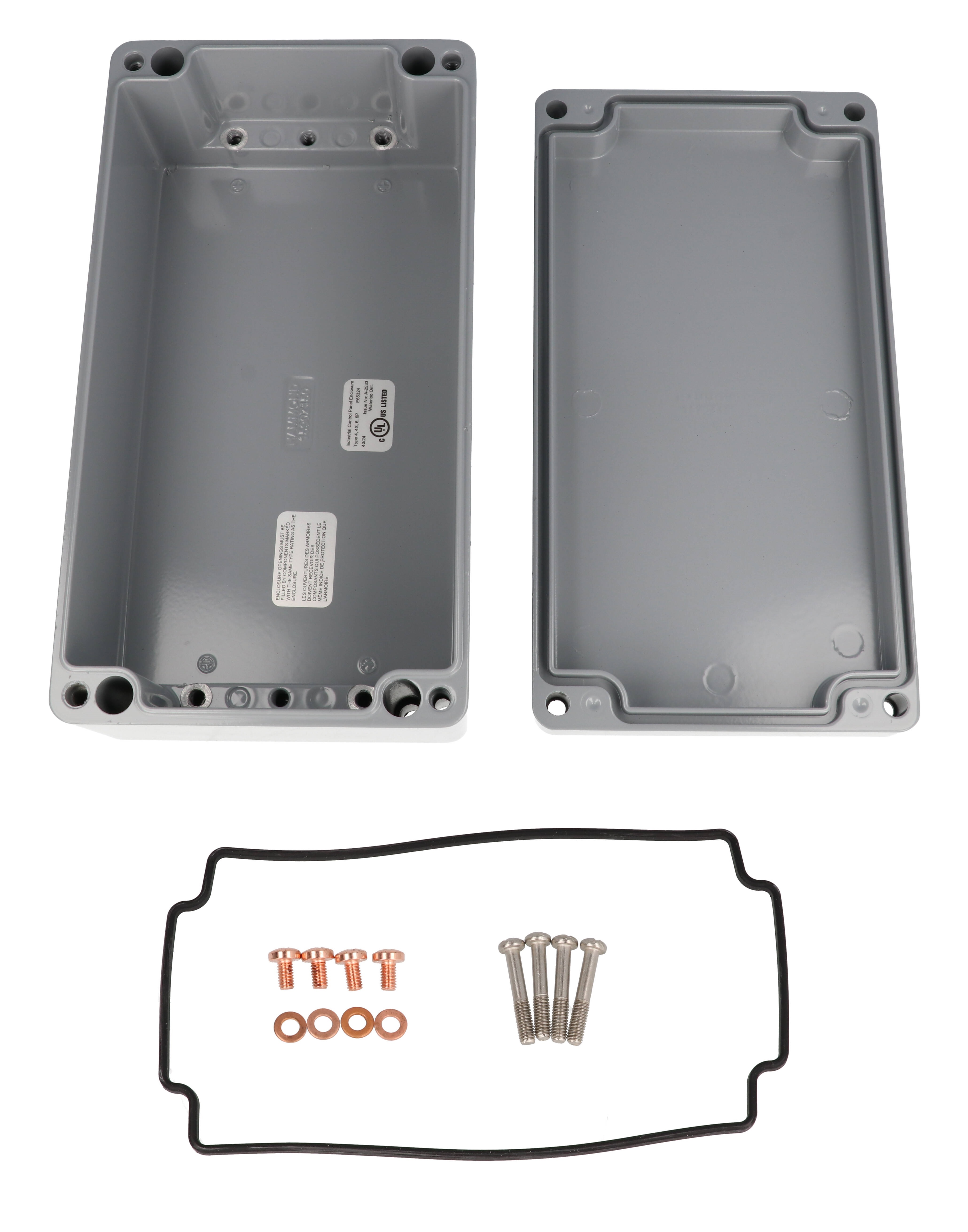 1590Z150GY smooth gray RAL 7001 diecast aluminum enclosure, 221 x 121 x 81 mm