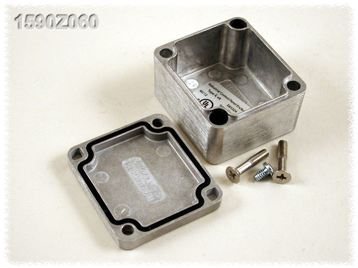 1590Z060 natural diecast aluminum IP68 enclosure with lid and silicone gasket