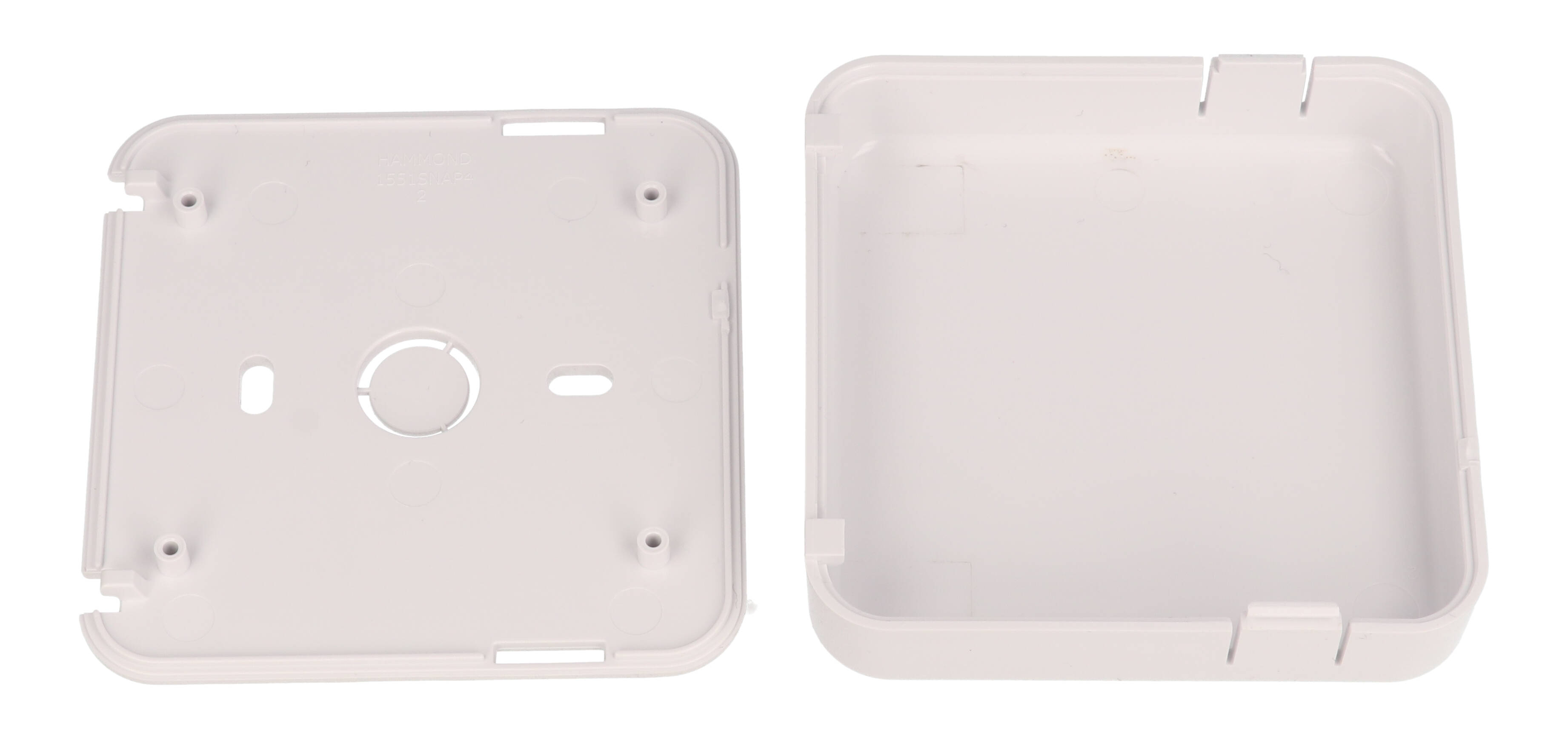 1551SNAP4WH white square ABS snap-fit miniature enclosure, 80 x 80 mm x 20 mm