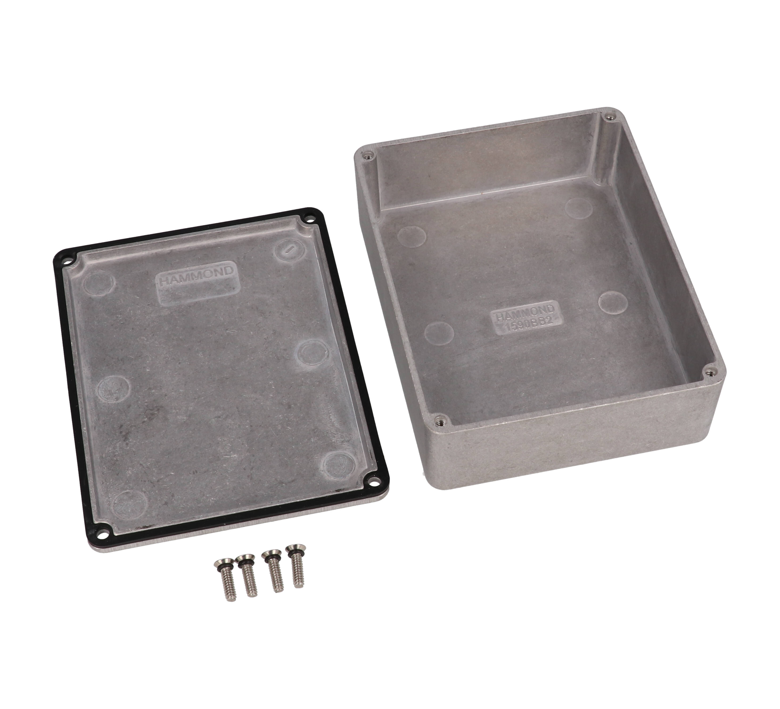 1590WBB2 natural aluminum IP65 watertight diecast enclosure, 120 x 94 x 38 mm, no mounting flanges