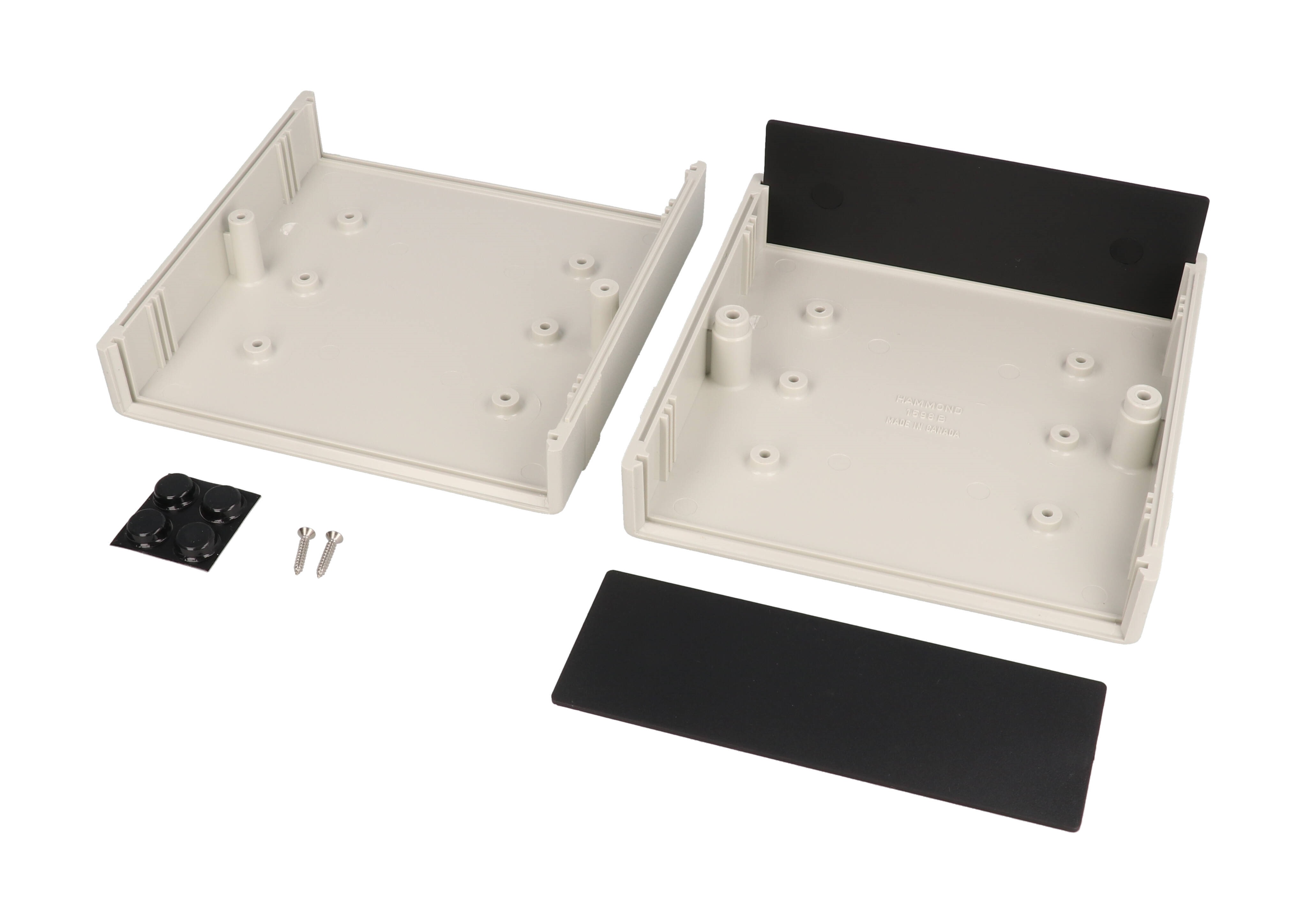 1598BSGYPBK light gray ABS 1598 Series instrument case with black plastic end panels