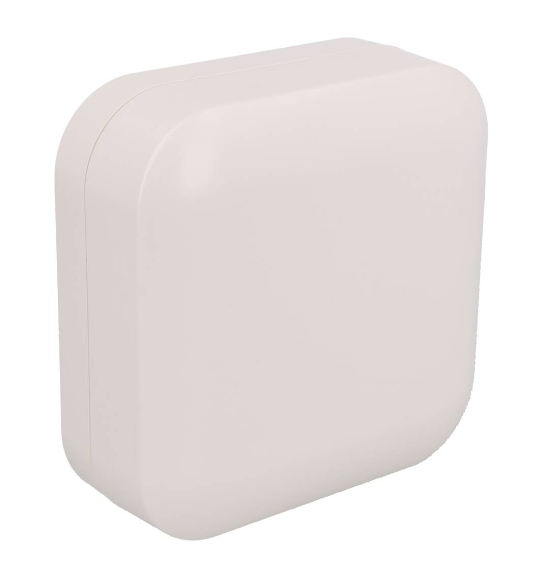 1556DWH white flame-retardant ABS 120 x 120 x 45 mm desktop and wall-mount enclosure with rounded corners