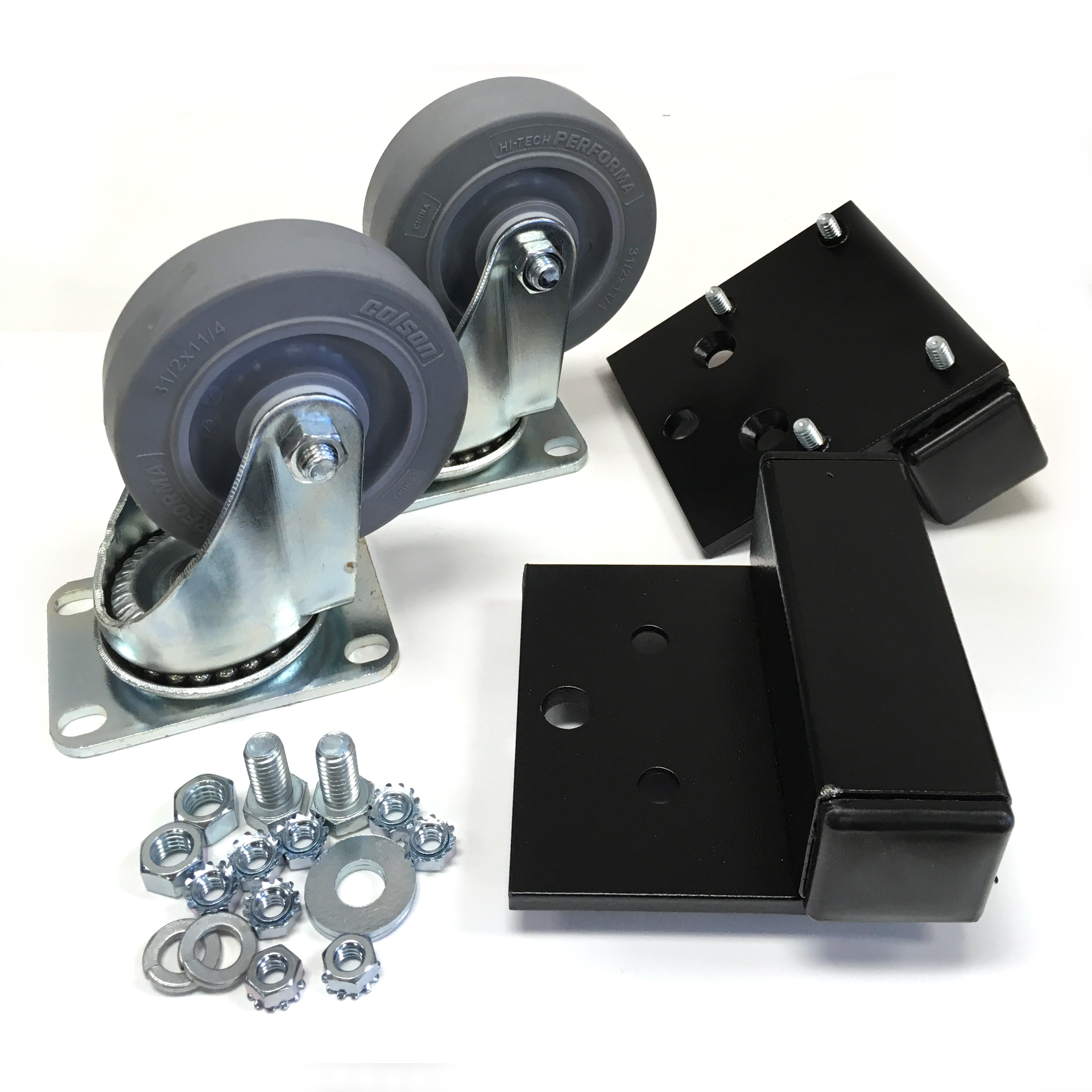 Hammond CCSTL low-profile locking swivel cabinet caster with 3.50 in grey composite wheel and black textured C2 mounting bracket
