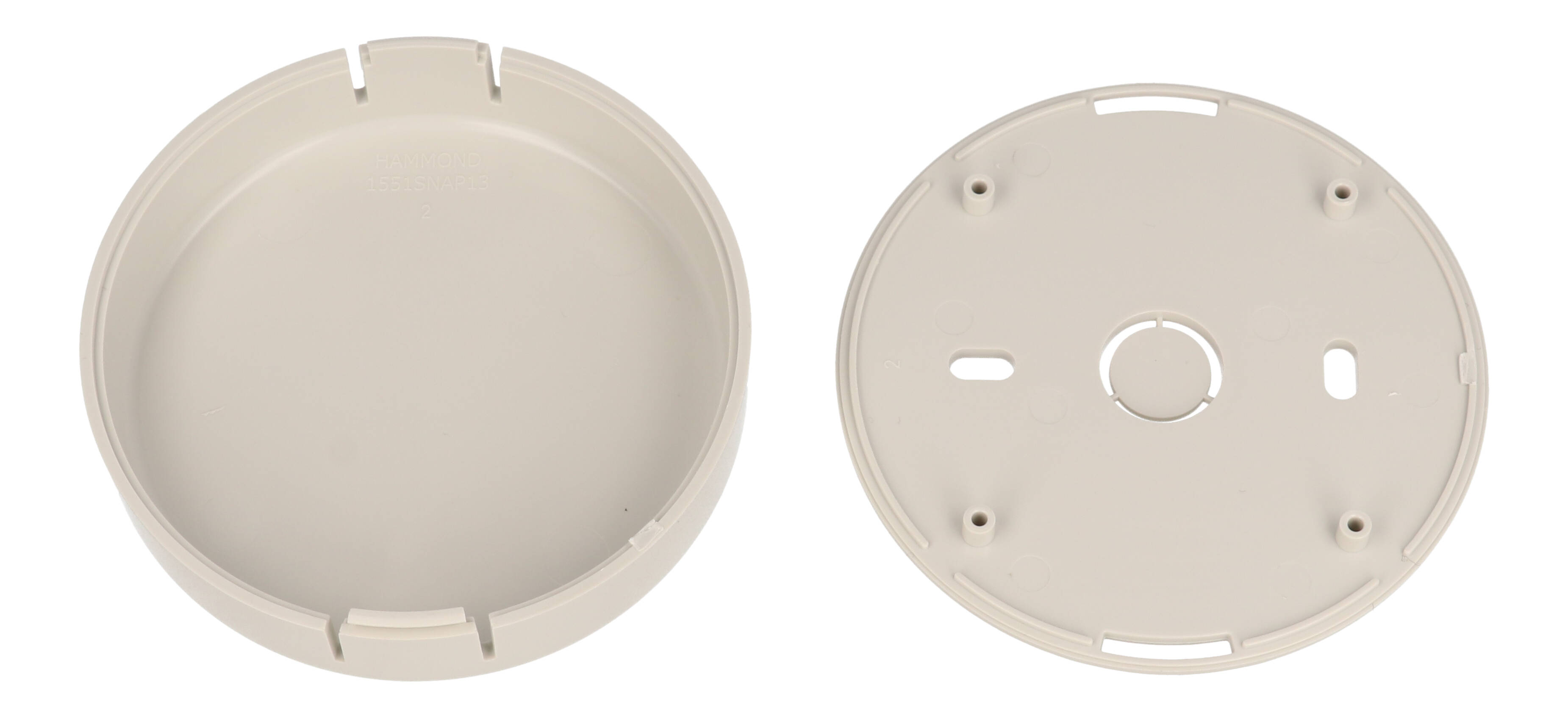 1551SNAP13GY light gray round ABS snap-fit miniature enclosure, 80 mm diameter x 20 mm