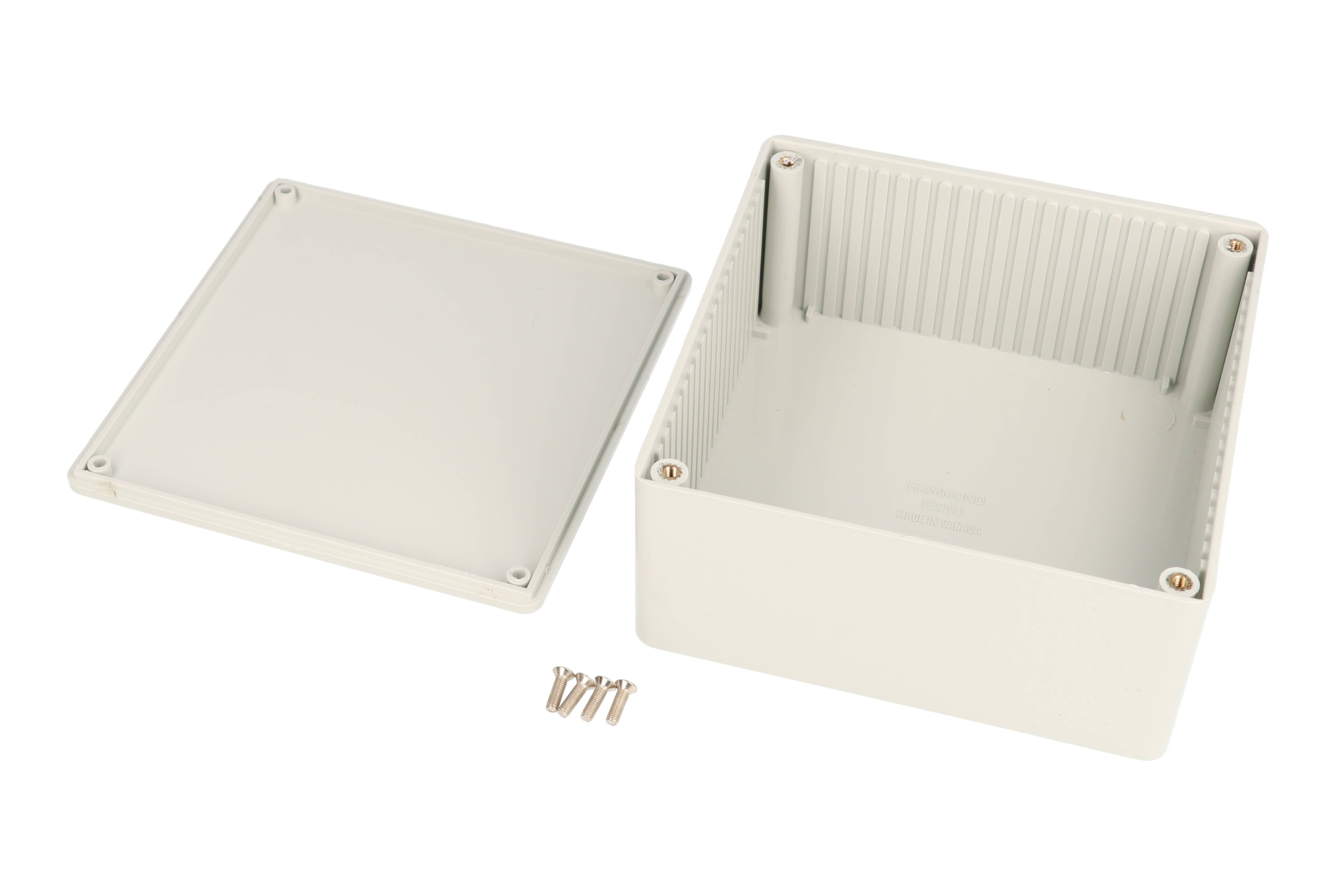 1591UGY light gray flame retardant ABS enclosure, 120 x 120 x 59 mm