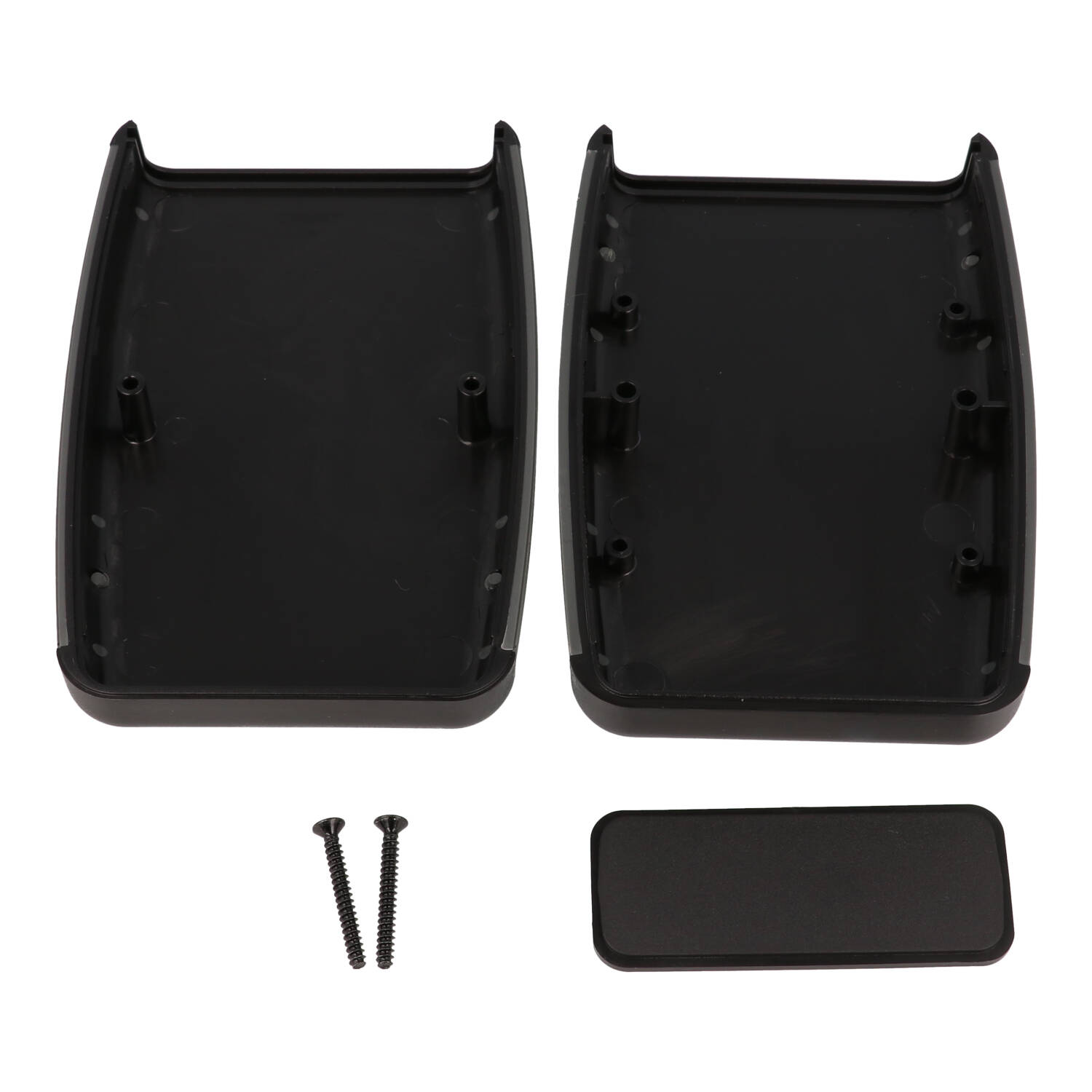 1553CBK black ABS soft-sided handheld enclosure with grey overmold and front panel