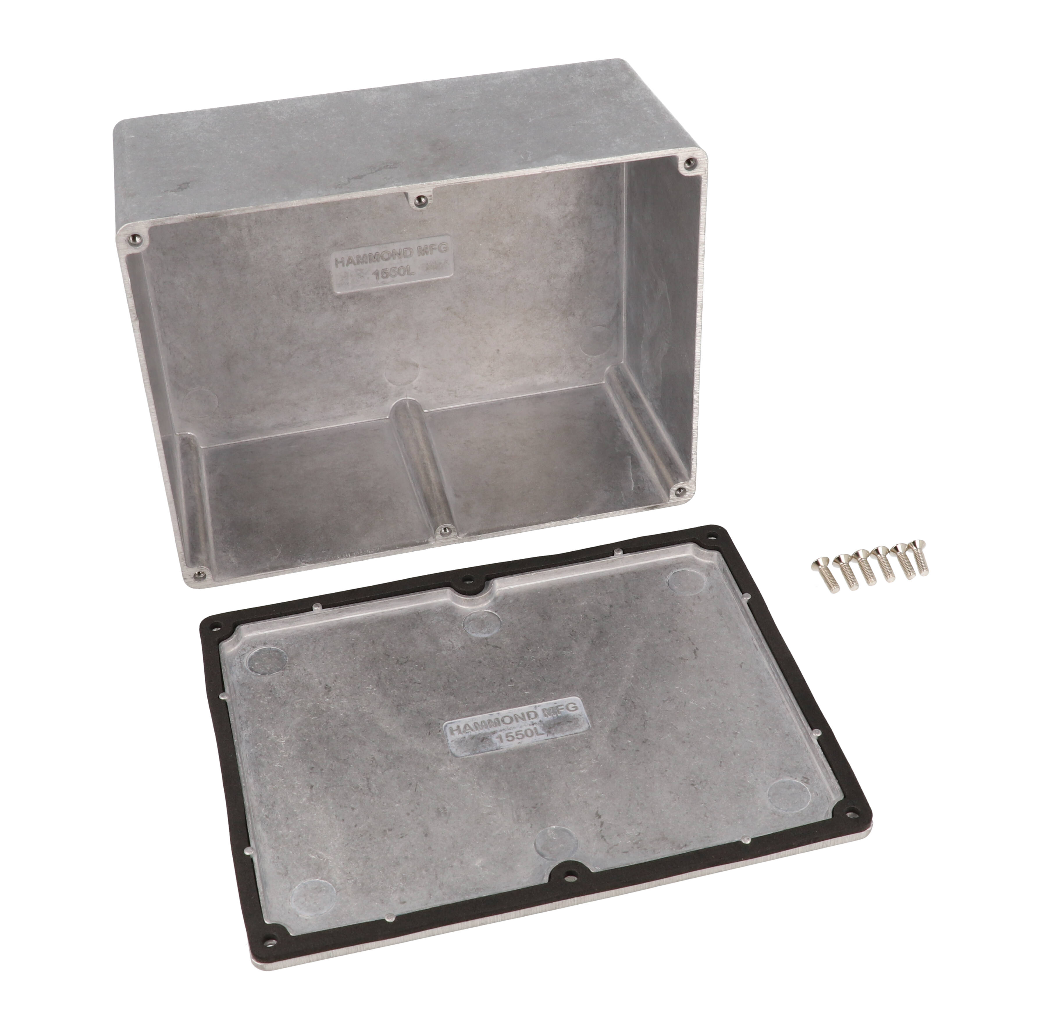 1550WL natural watertight diecast aluminum enclosure, 165 x 127 x 77 mm, with screw-down lid