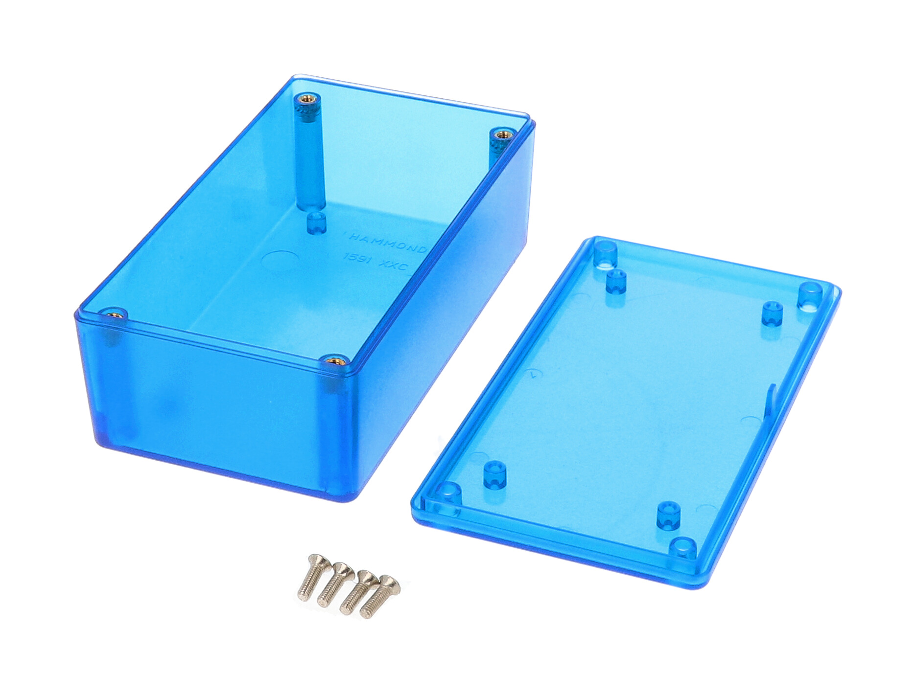 1591XXCTBU transparent blue ABS plastic enclosure, 4.76 in x 2.64 in x 1.57 in