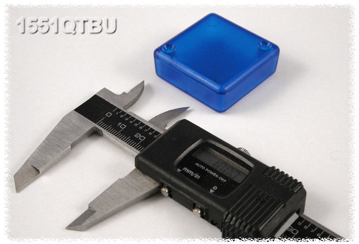 1551QTBU translucent blue ABS miniature enclosure, 40 x 40 x 15 mm, with lid