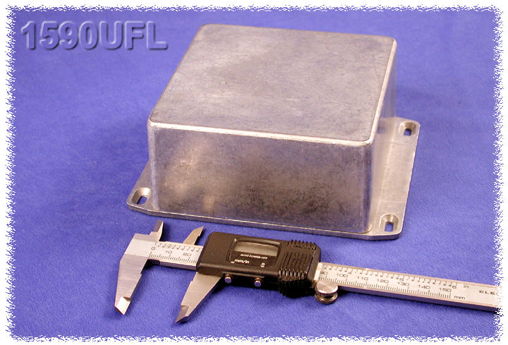 1590UFL natural aluminum square diecast aluminum enclosure with wall-mounting flanged lid