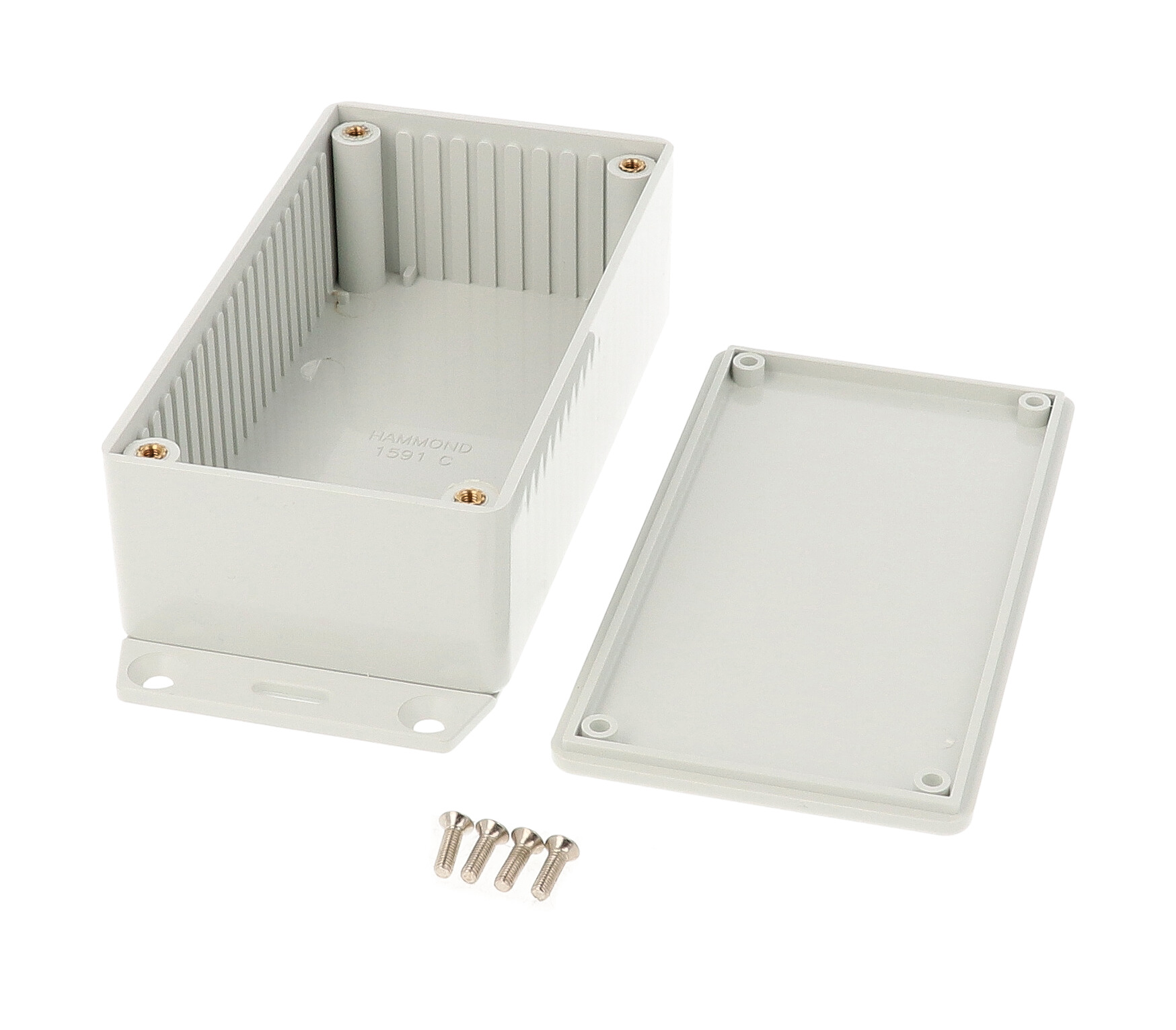 1591CF2SGY light gray general purpose ABS enclosure with bottom flange