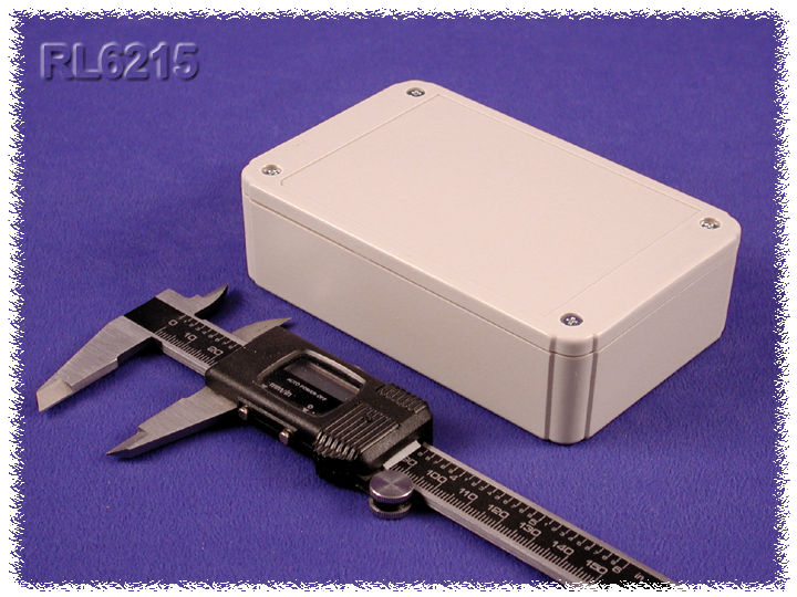 RL6215 light gray ABS plastic project enclosure, 125 x 80 x 35 mm, with shallow lid, no mounting flanges