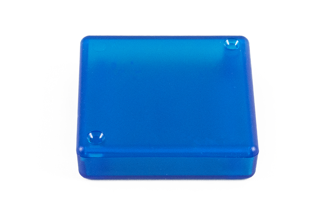 1551TTTBU translucent blue ABS miniature enclosure, 60 x 60 x 15 mm