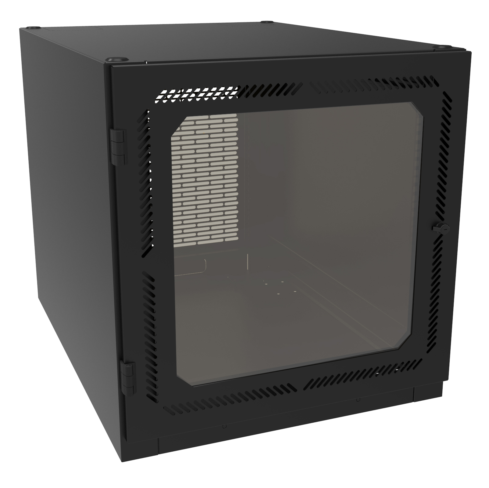 Hammond RCSC19021WDBK1 12U vented acrylic window locking cabinet door in textured RAL9005 black steel for RCSC cabinets