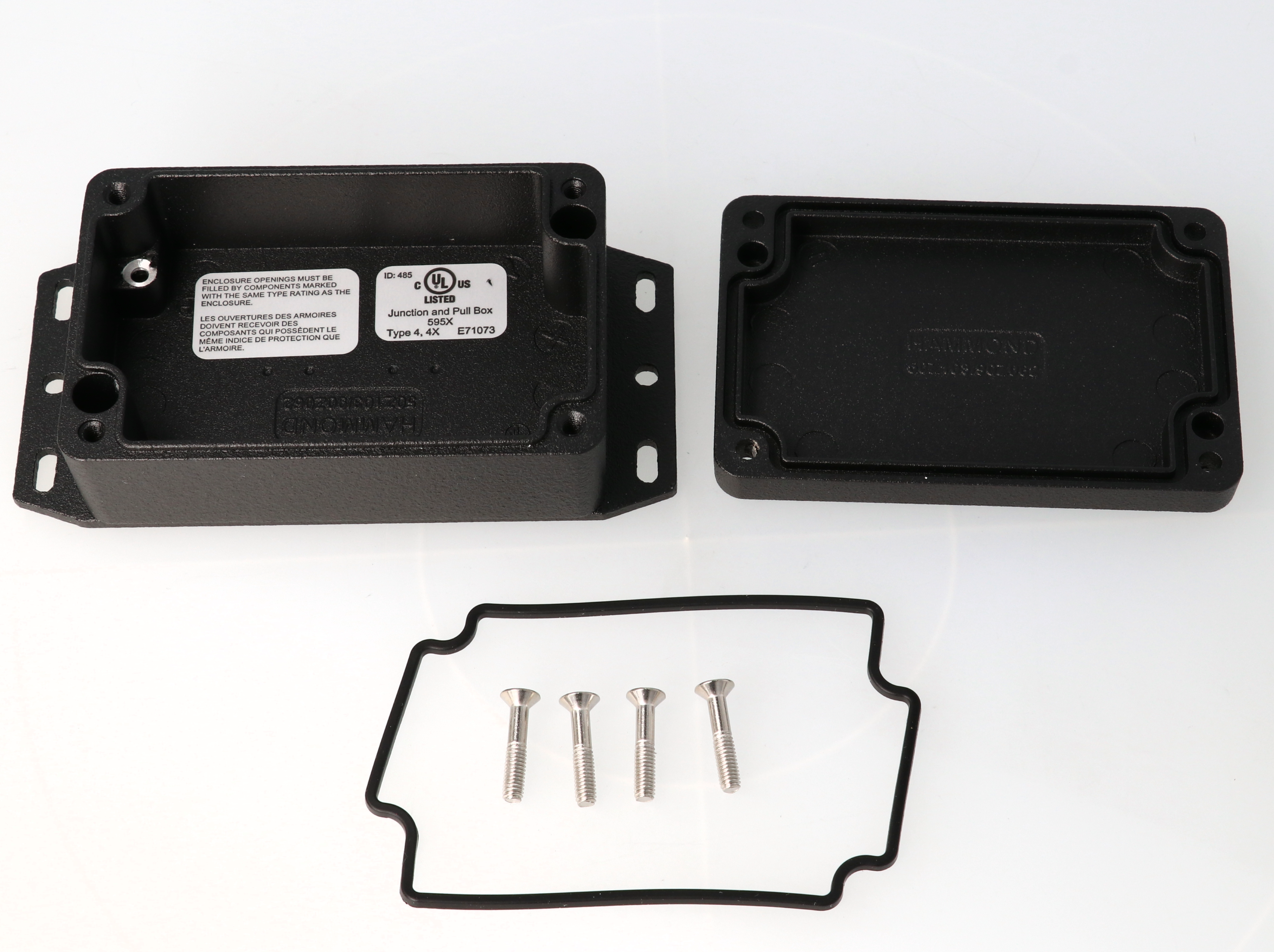 1550Z103FBK black textured flanged watertight diecast aluminum enclosure