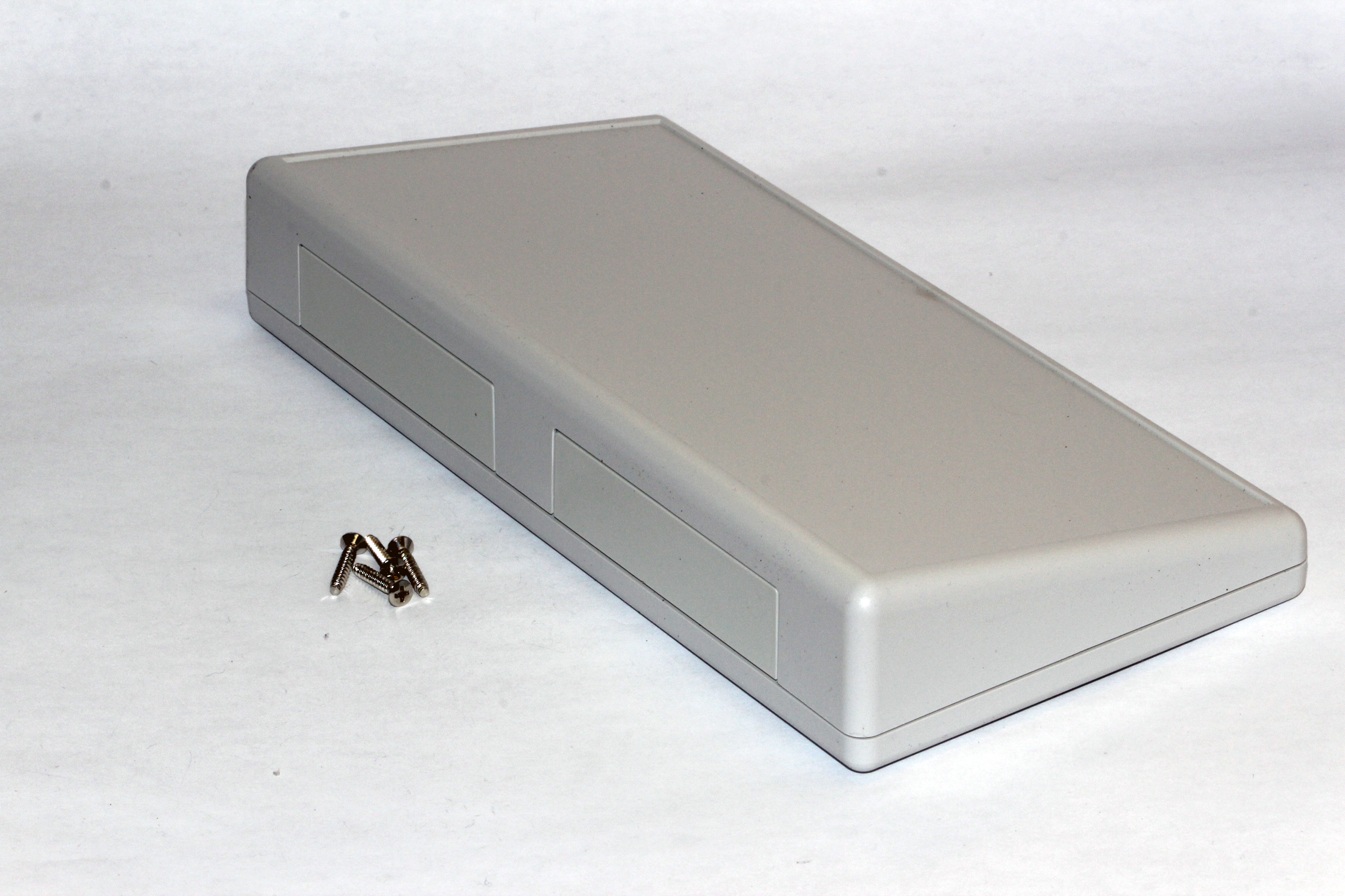 1599HSTSGY light gray short-slope ABS sloping console enclosure, 220 x 110 mm