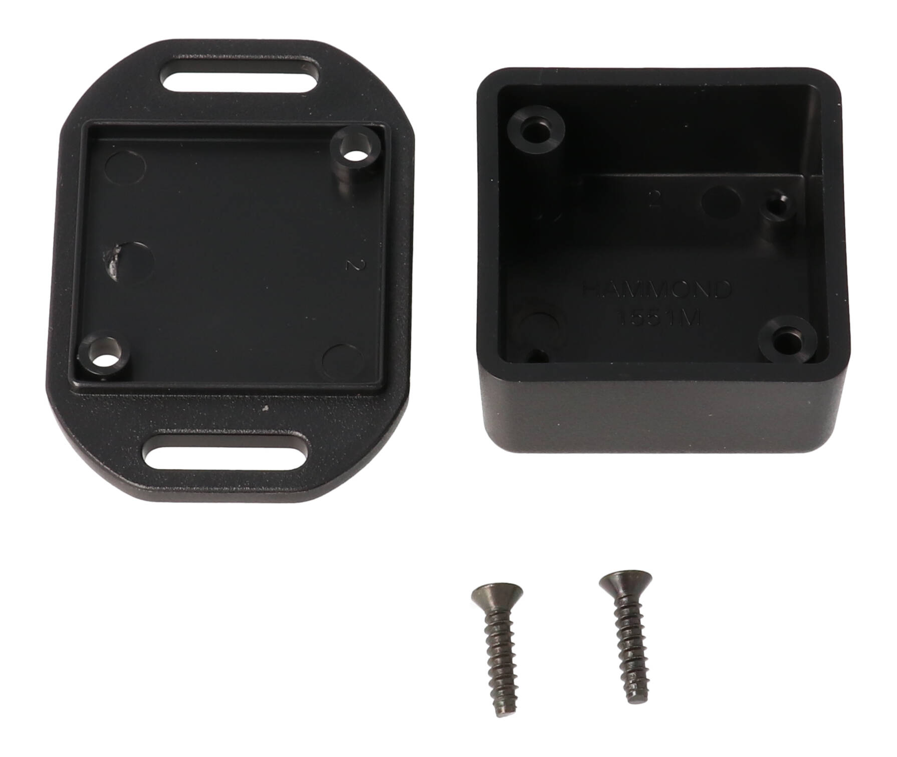 1551MFLBK black ABS miniature enclosure with flanged lid, 35 x 35 x 20 mm