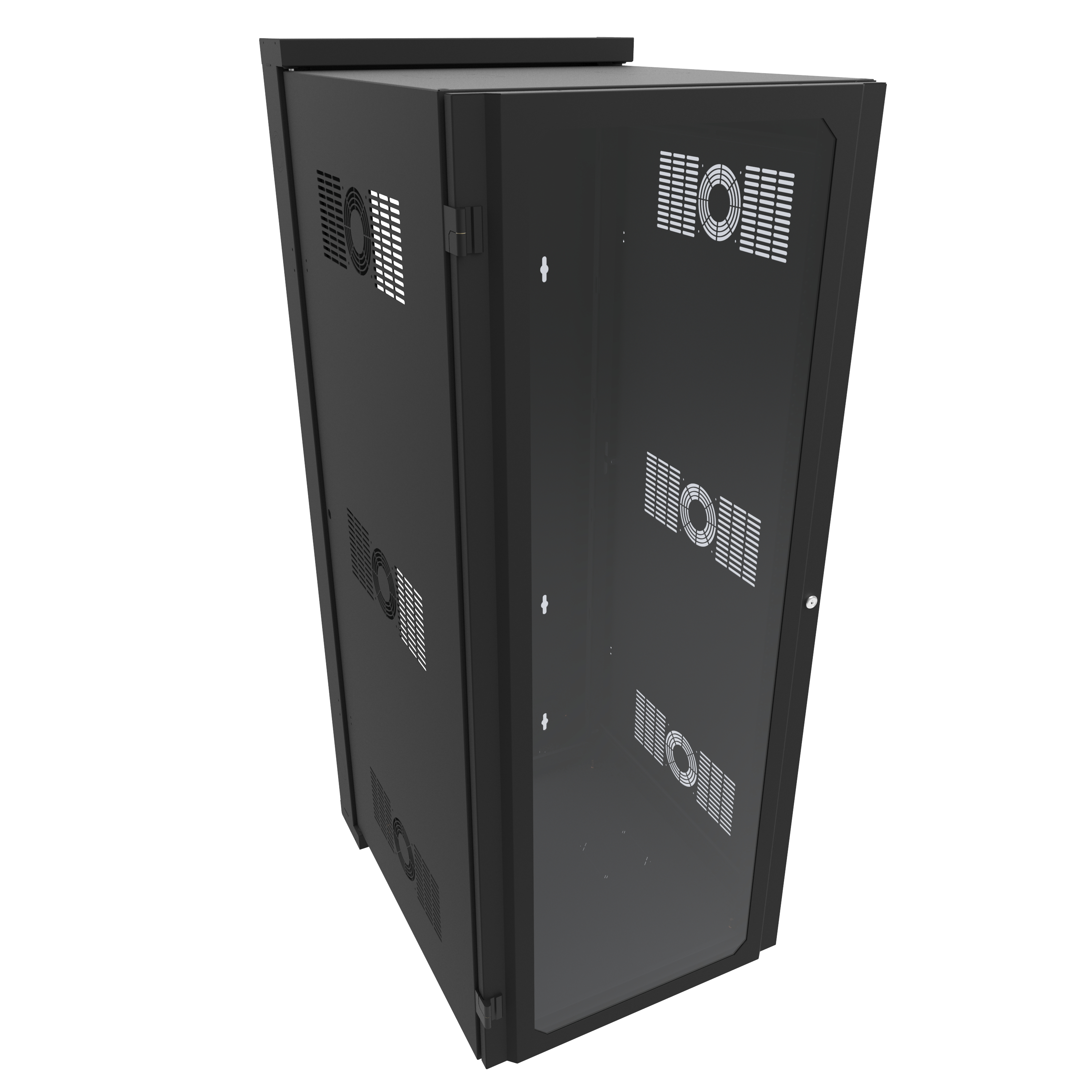 Hammond HWM2432U26WDBK 32U swing-out wall-mount rack cabinet in RAL9005 black with window front door