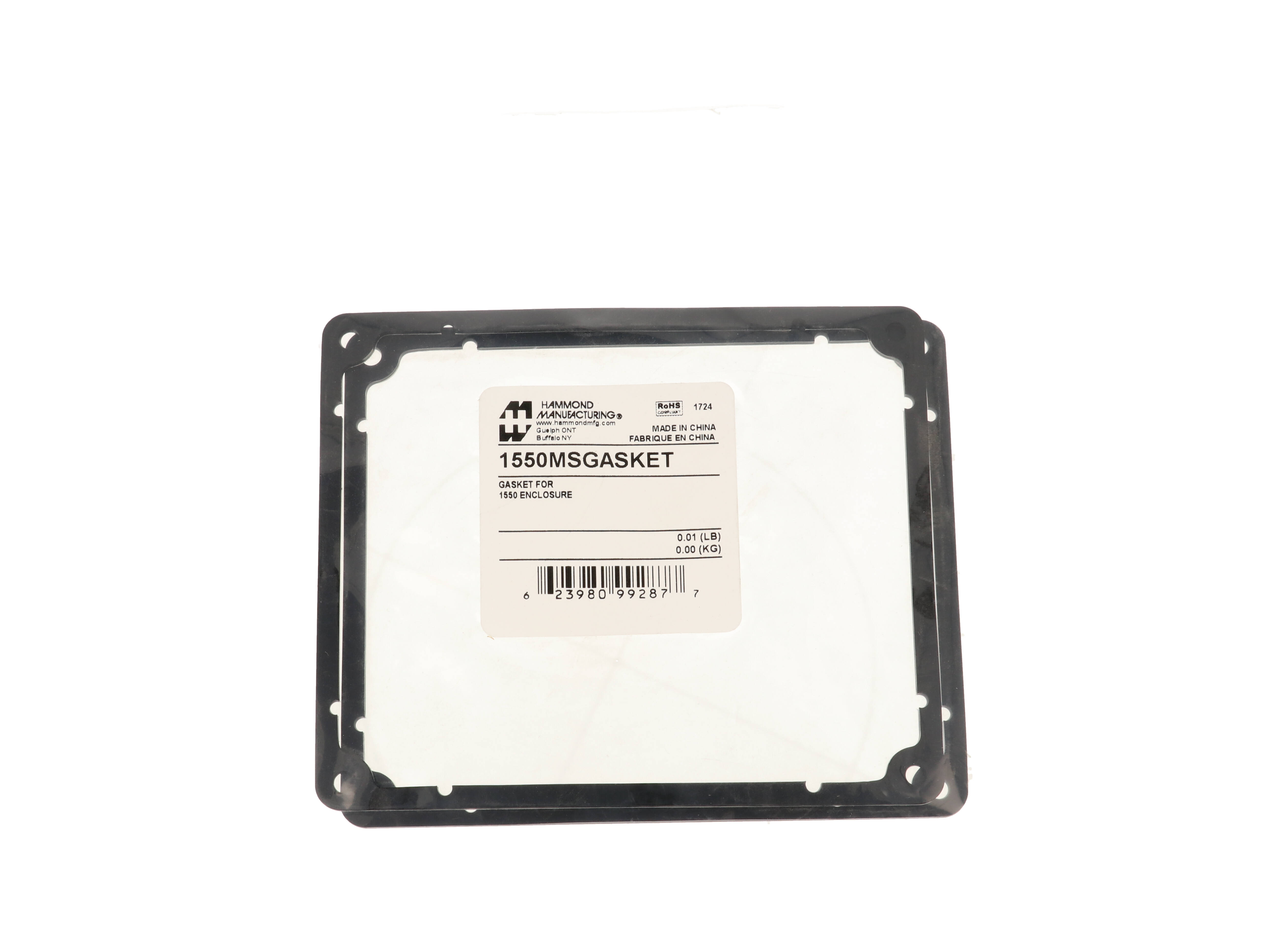 1550MSGASKET IP67 silicone gasket kit, two pre-formed adhesive-backed lid gaskets for 1550M diecast enclosures