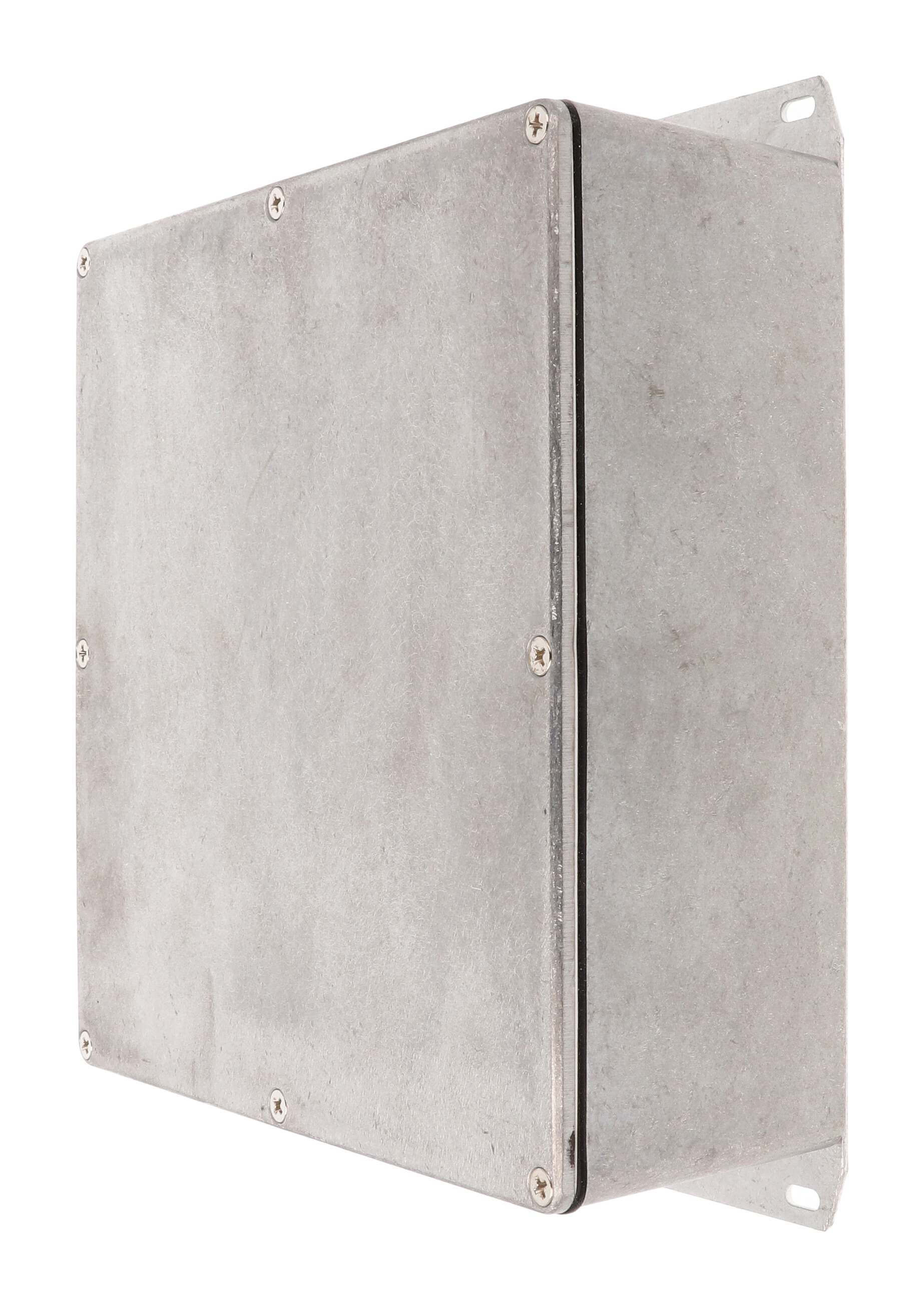 1590WFF natural aluminum square watertight 1590F diecast aluminum enclosure, 188 x 188 x 67 mm, flanged bottom plate