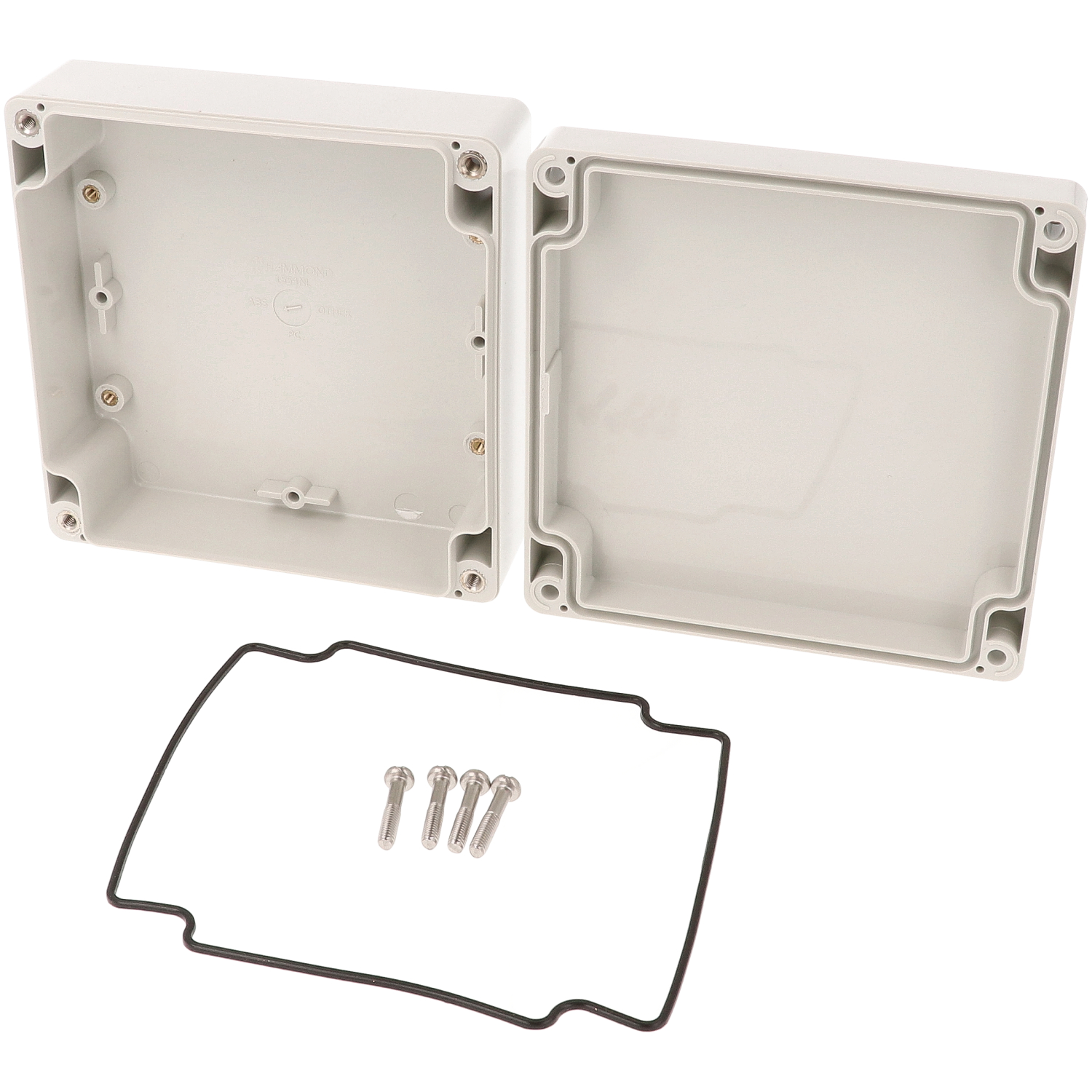 1554NLGY low-profile light gray ABS enclosure, 120 x 120 x 45 mm