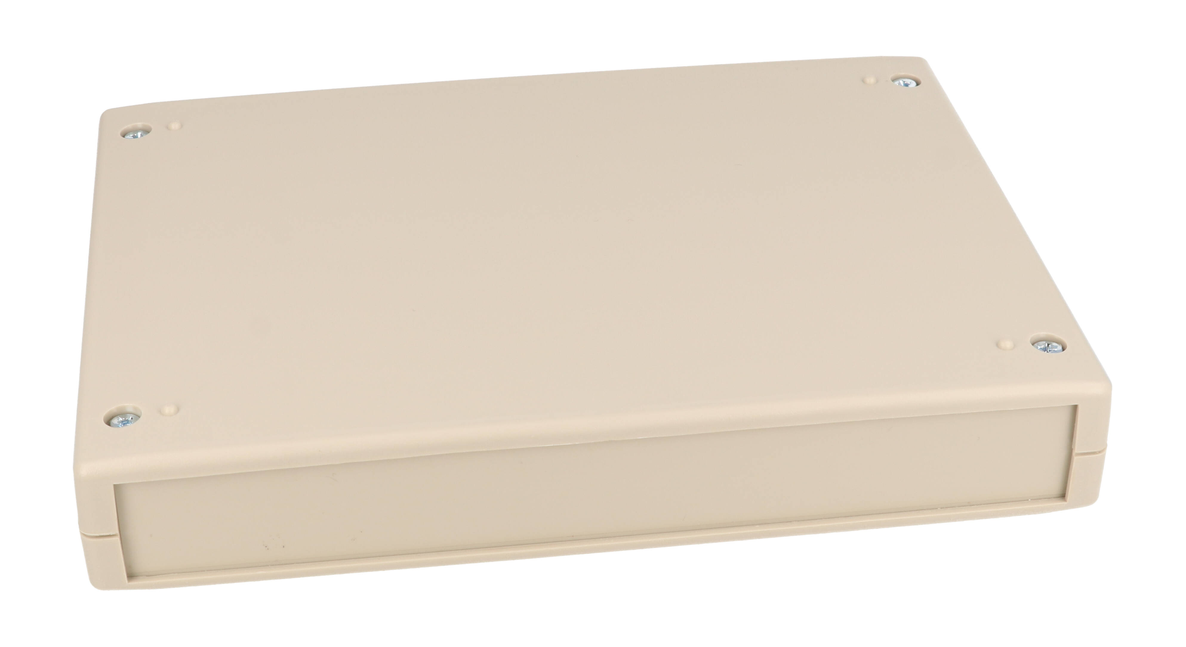 RM2055S light grey ABS instrument enclosure, 190 x 140 x 30.5 mm clam shell case with front and rear panels
