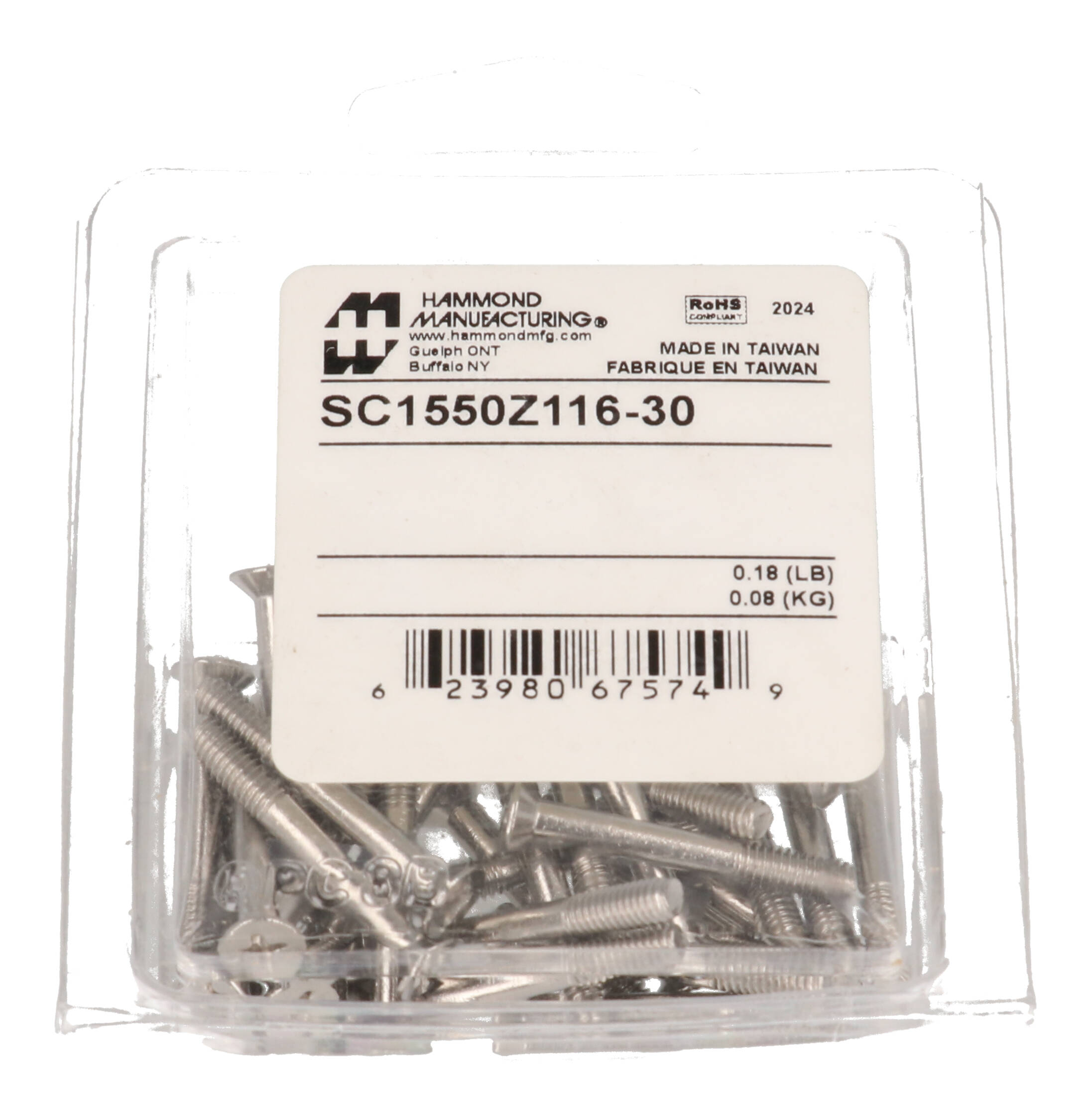 SC1550Z116-30 pack of 30 M4 x 30mm stainless steel flat head screws for 1550Z enclosures