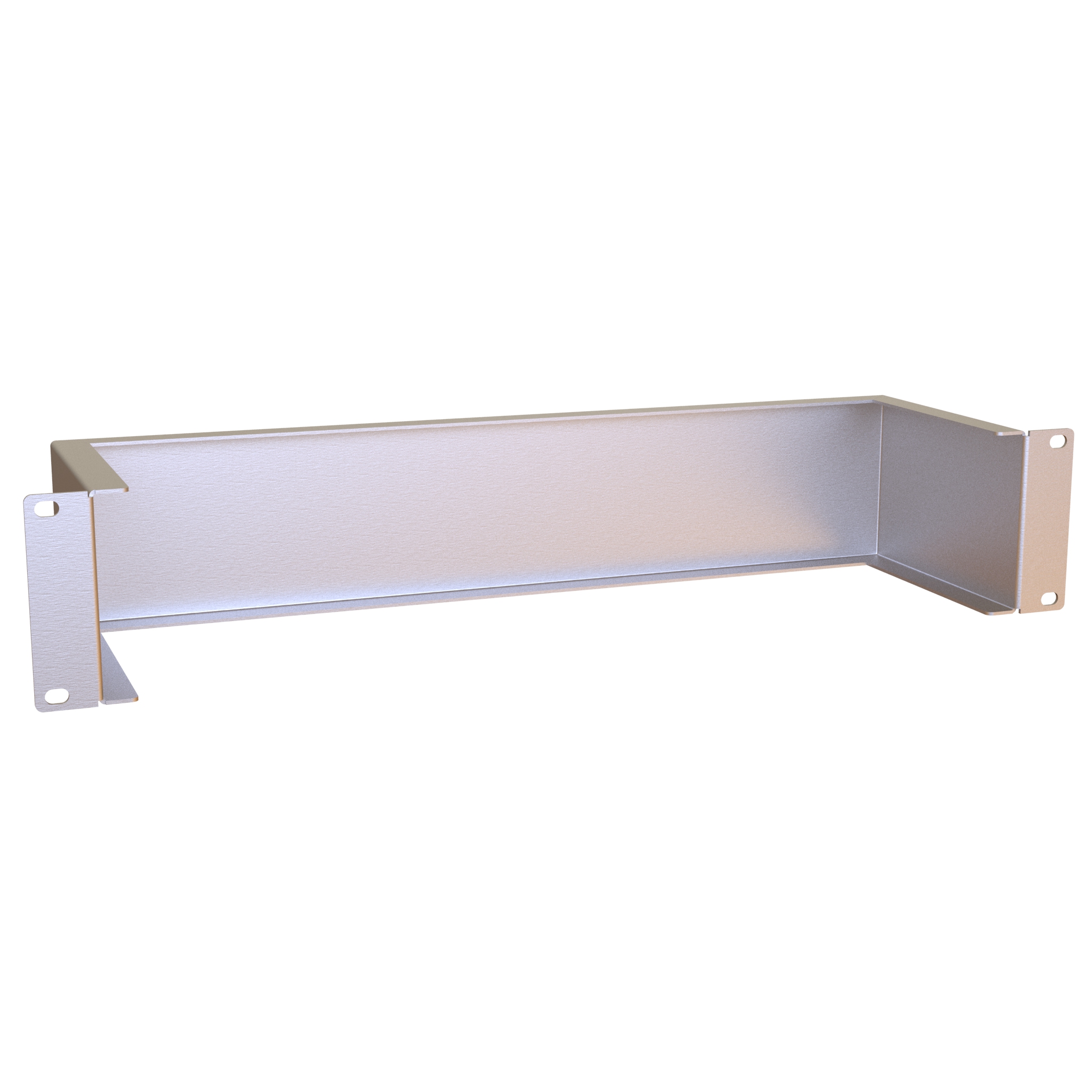 Hammond 7-350D 2U natural aluminum open rack chassis panel with 19 in rack flange and slotted mounting holes