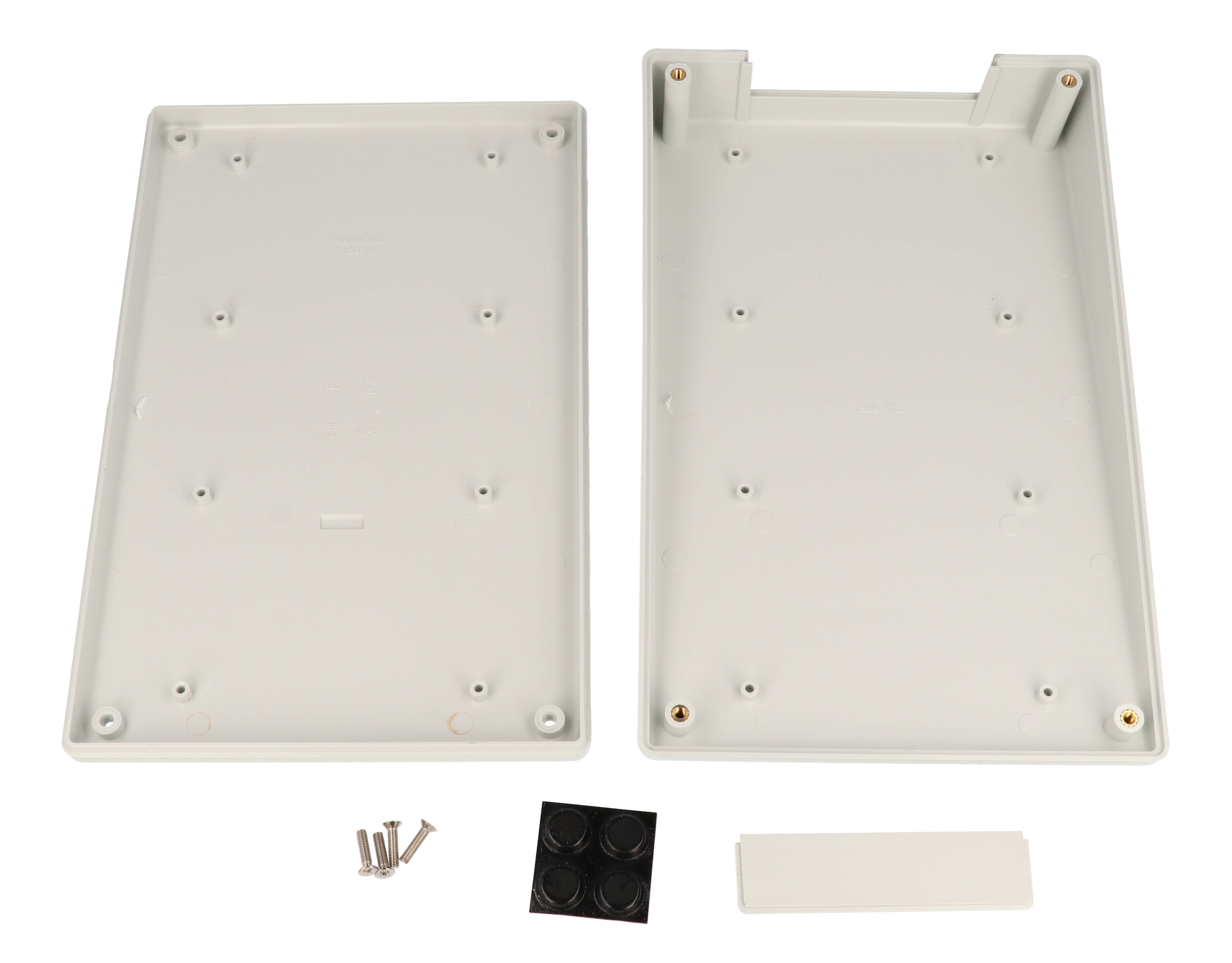 1599KTLGY light gray long-slope ABS sloping console enclosure, 140 x 220 mm