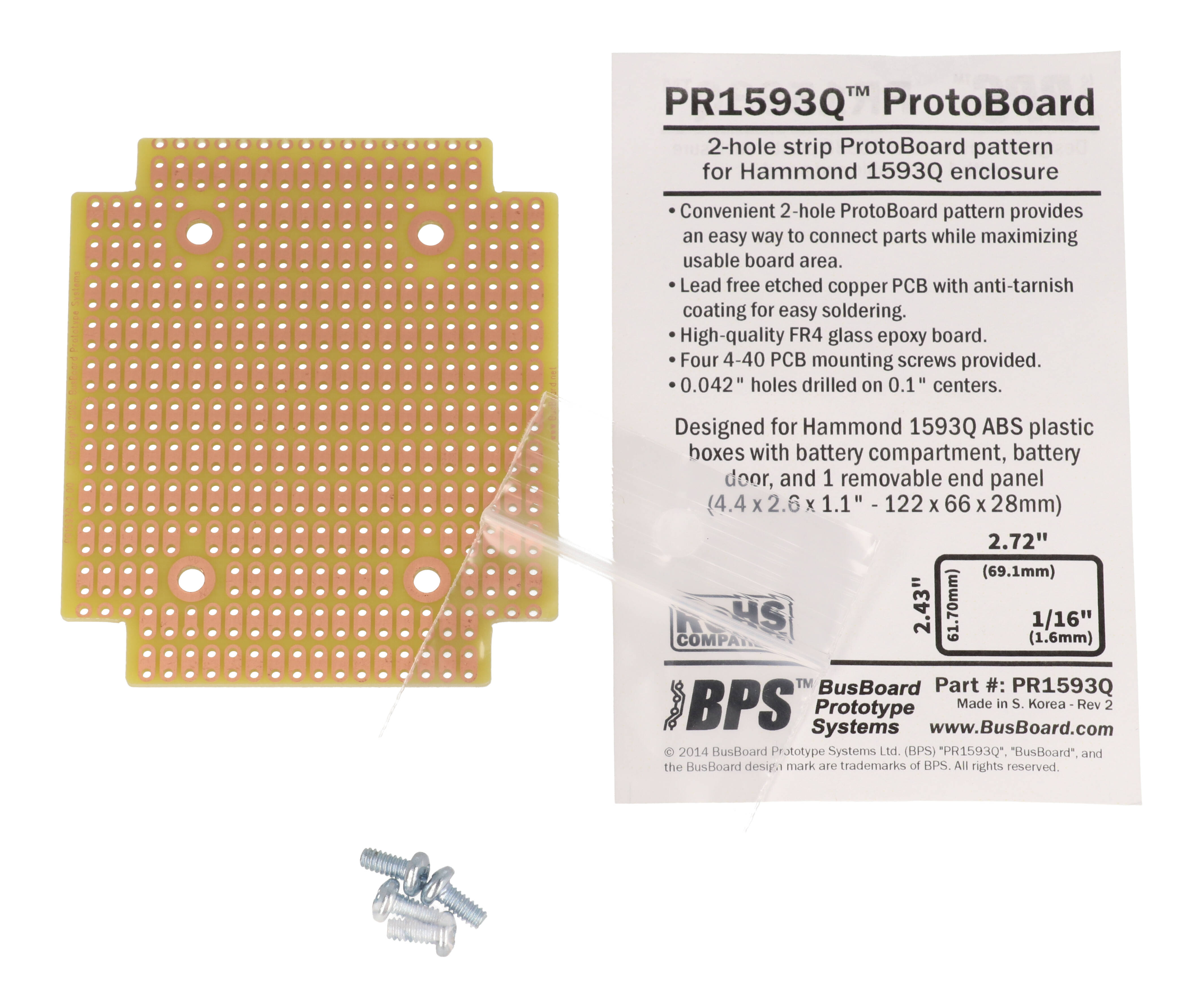 1593QPCB prototype PC board for 1593Q hand-held enclosure