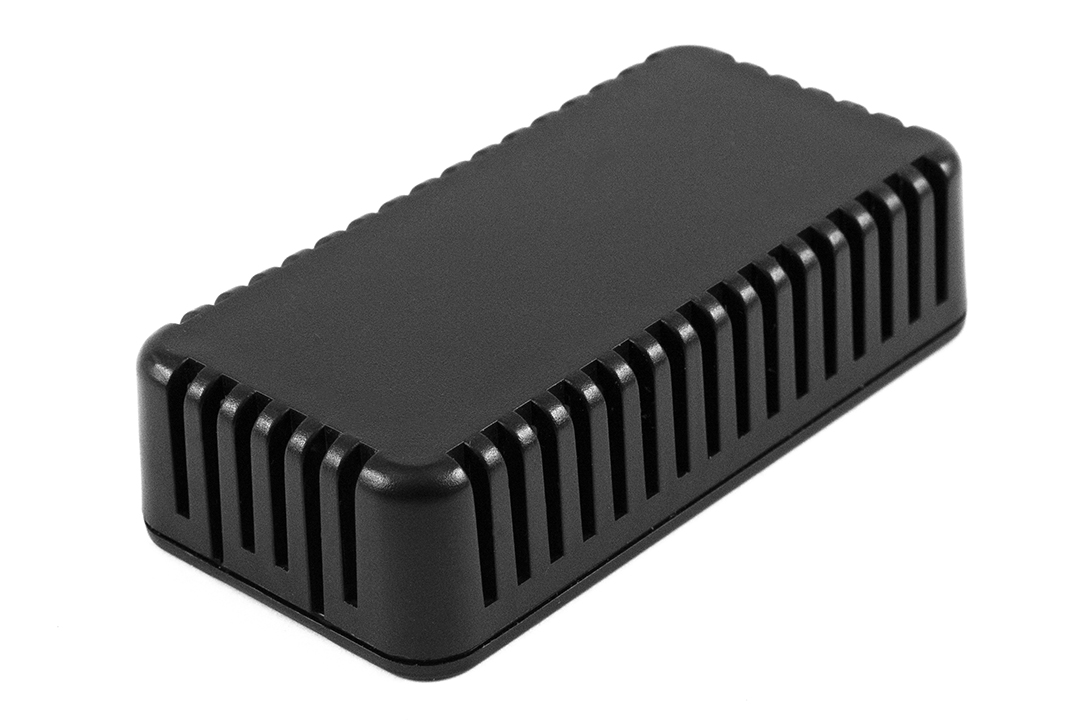 1551V2BK black vented rectangular ABS snap-fit miniature enclosure, 80 x 40 mm x 20 mm