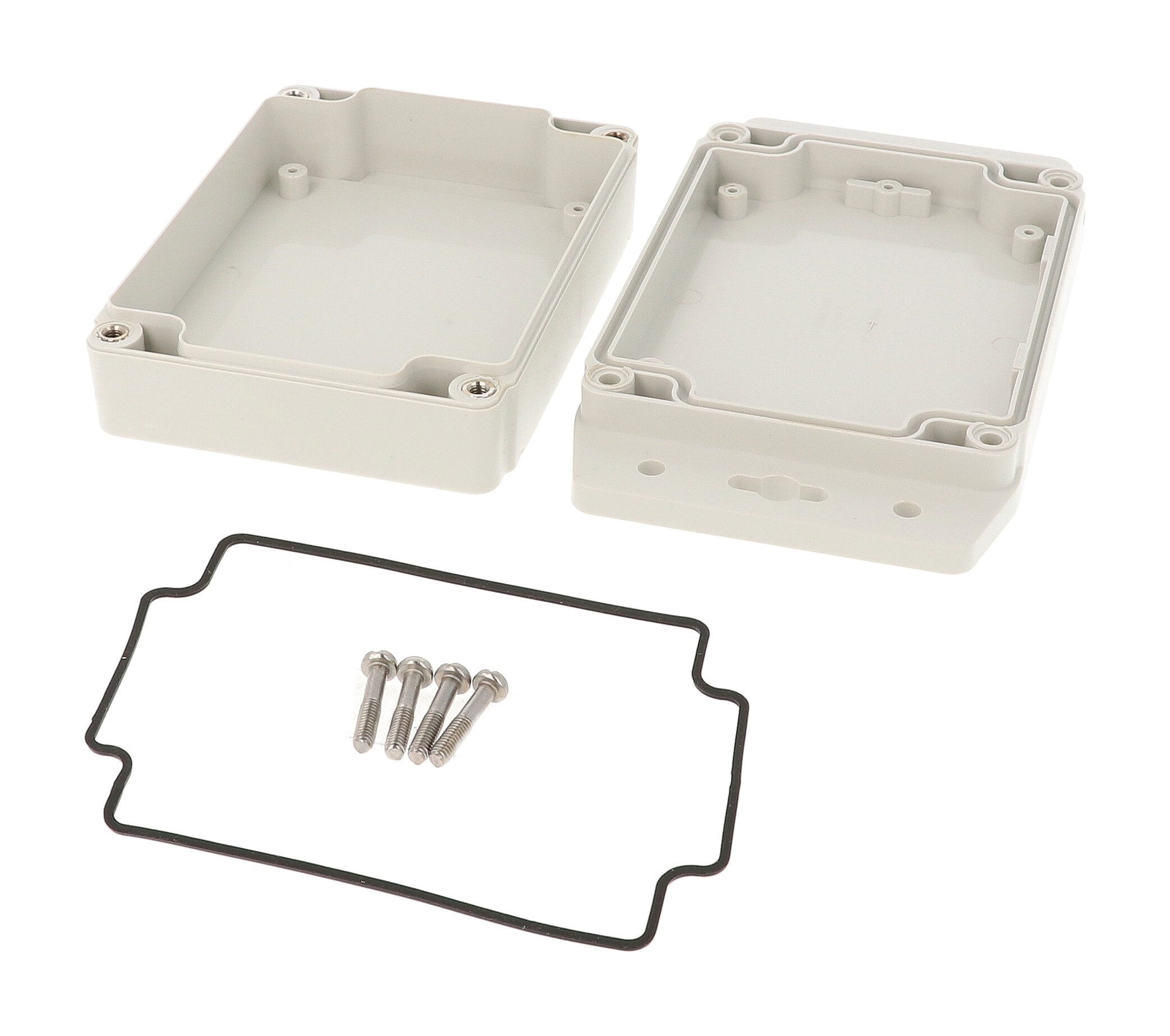 1555FF17GY light grey ABS flanged enclosure, 120 x 90 x 38 mm