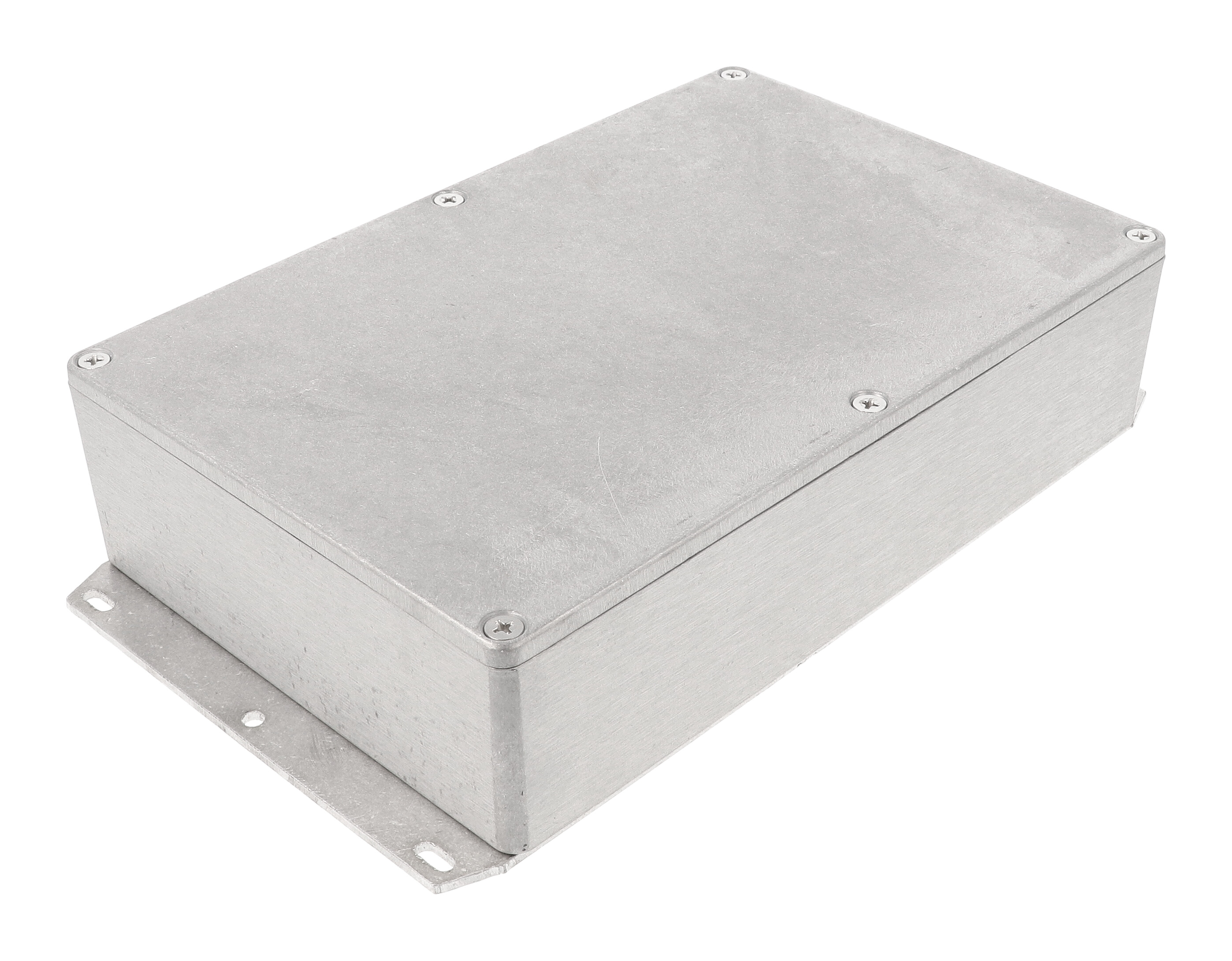 Hammond 1550Z124F natural aluminum diecast watertight enclosure with welded bottom flange, 223 x 147 mm