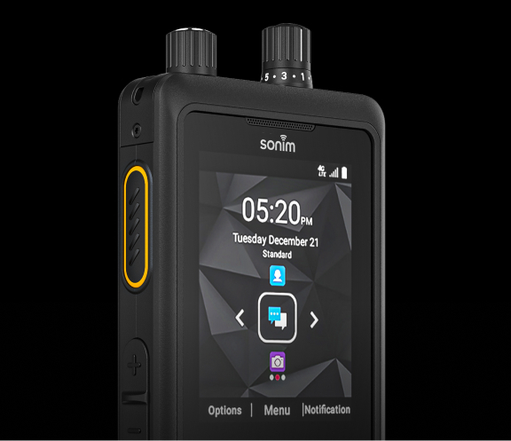 Sonim XP5plus ultra-rugged 4G LTE bar phone in black with physical keypad — view 4