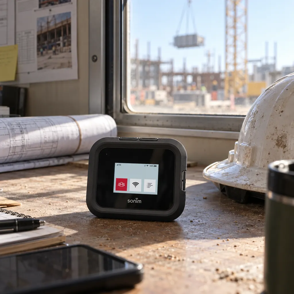 A rugged 5G hotspot keeping a construction site office trailer online