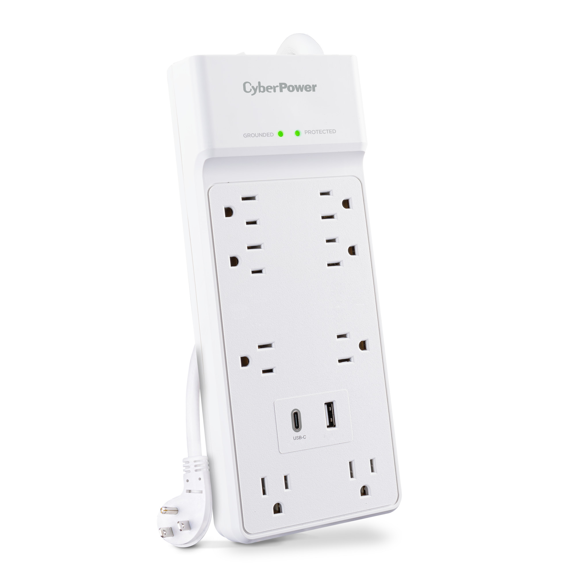 CyberPower P806UC15 surge protector with 8 outlets, USB-A and USB-C charging, and 6 ft cord — view 3