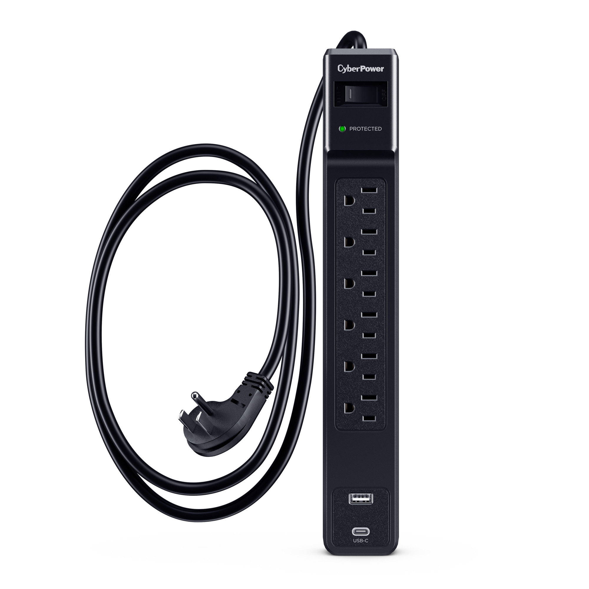 CyberPower CSP604UC black surge protector with 4 ft cord and USB-A and USB-C charging — view 16