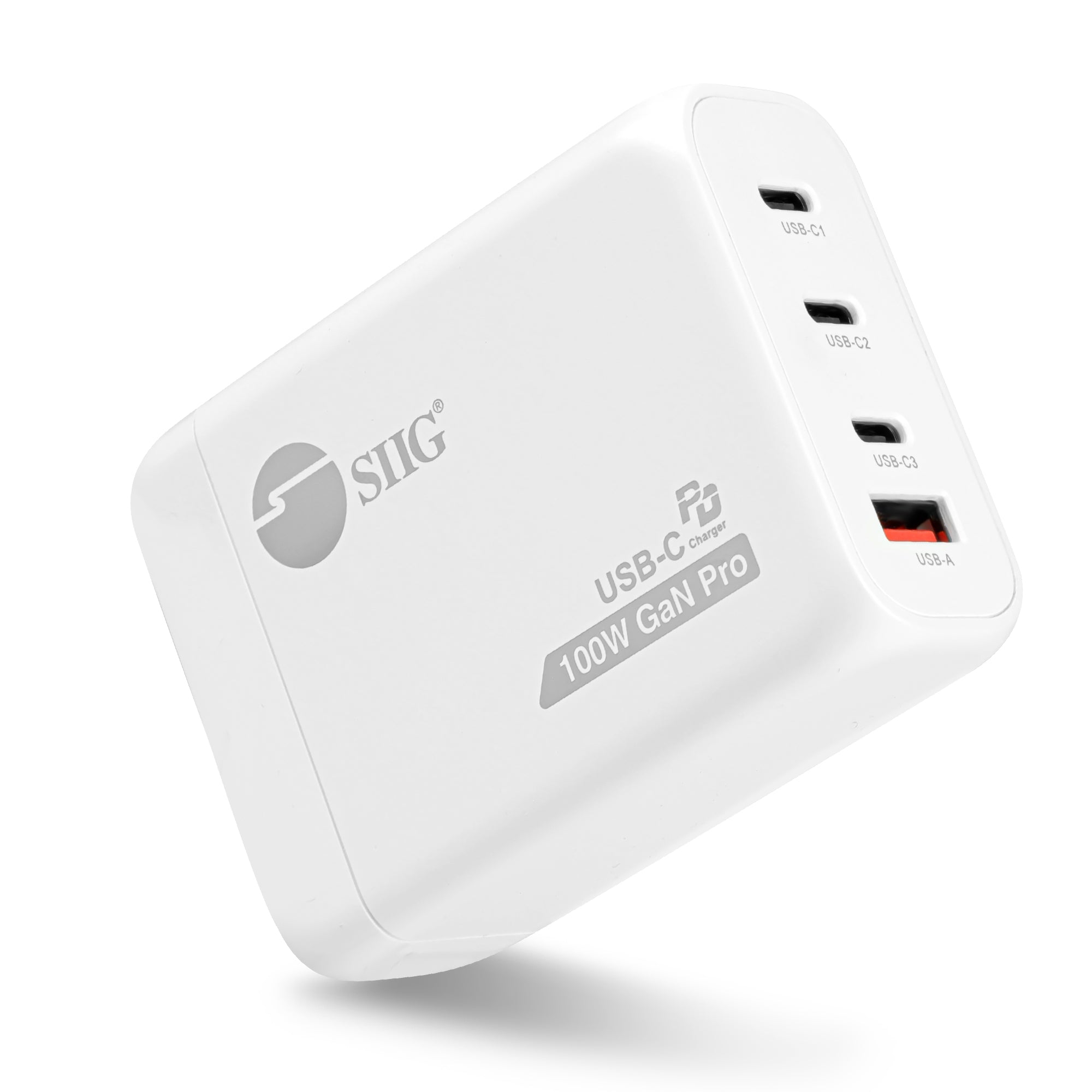 SIIG AC-PW2511-S1 100W GaN PD Combo Charger, 3 USB-C + 1 USB-A